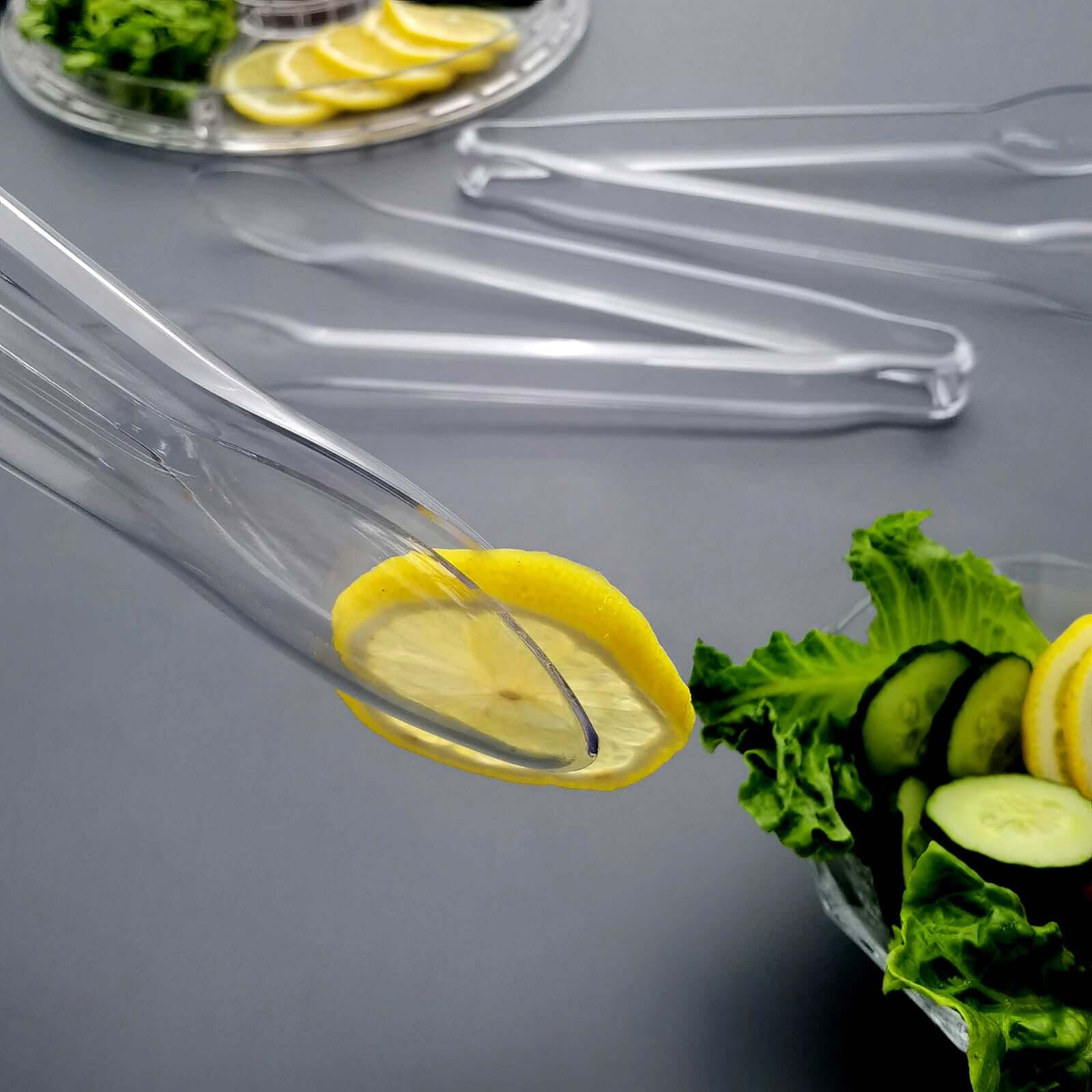 3-Pack Plastic Serving Tongs Clear - Durable Disposable Food Service Tongs for Salad Bars Dessert Tables Buffets 12"