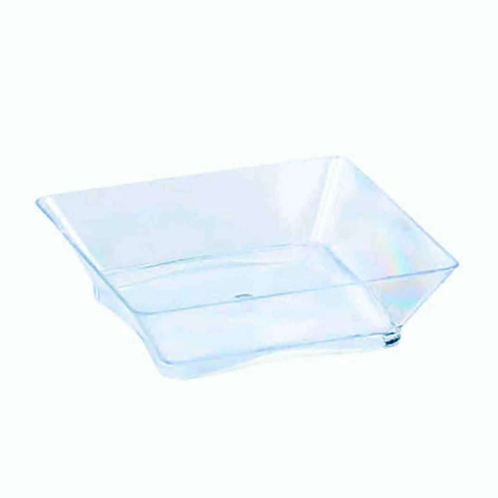 50-Pack Appetizer Plates Modern Square Design Clear - Plastic Disposable Bowls for Desserts 2"