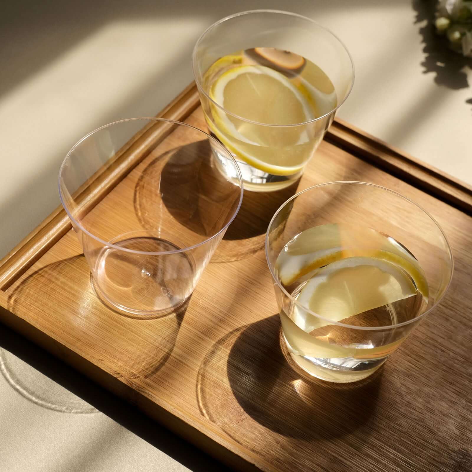 25-Pack Plastic Party Cups Clear Crystal - Stylish Short Disposable Glasses 9oz