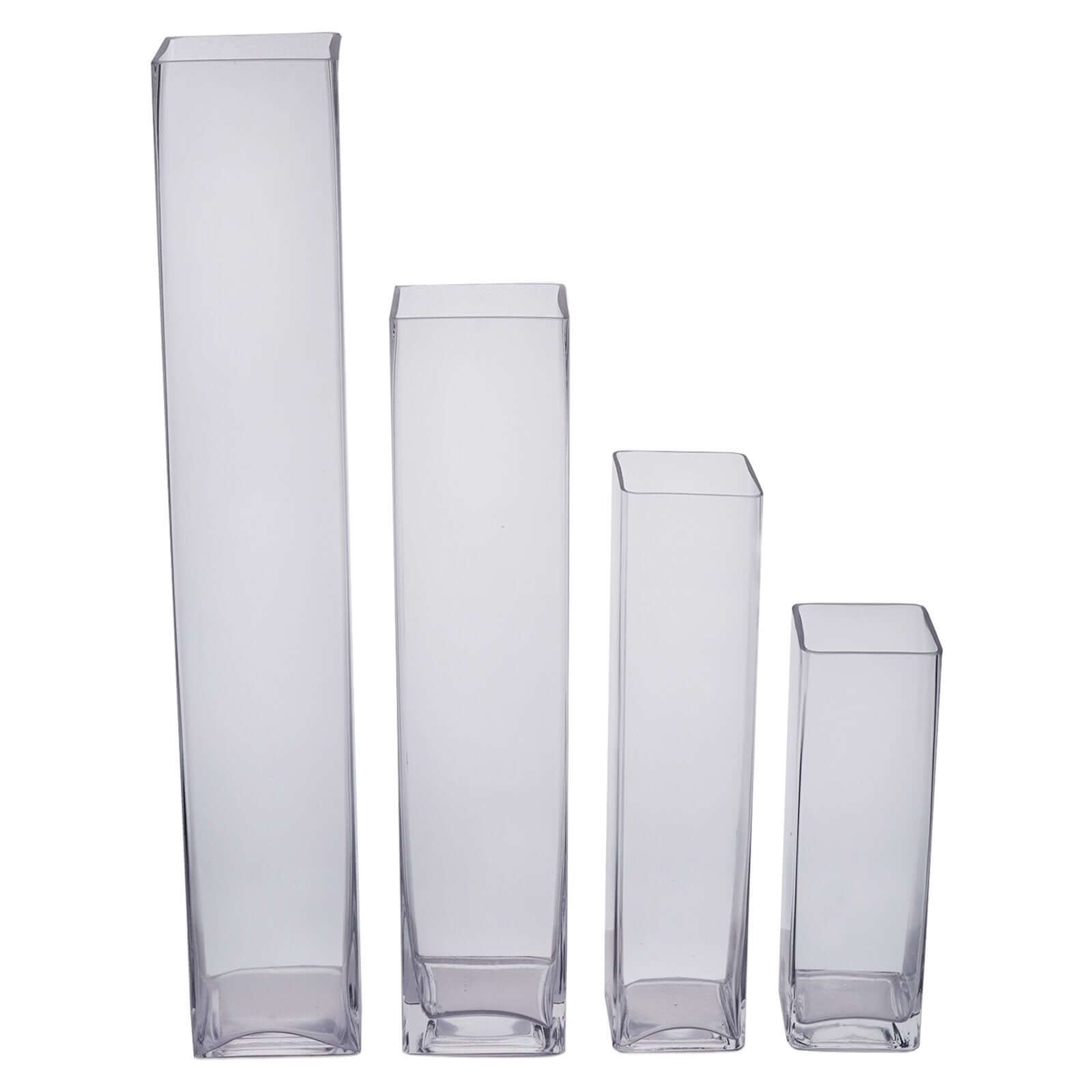 12-Pack Glass Cylinder Vases Square Clear - Durable Heavy Duty Floral Centerpieces for Weddings 14"
