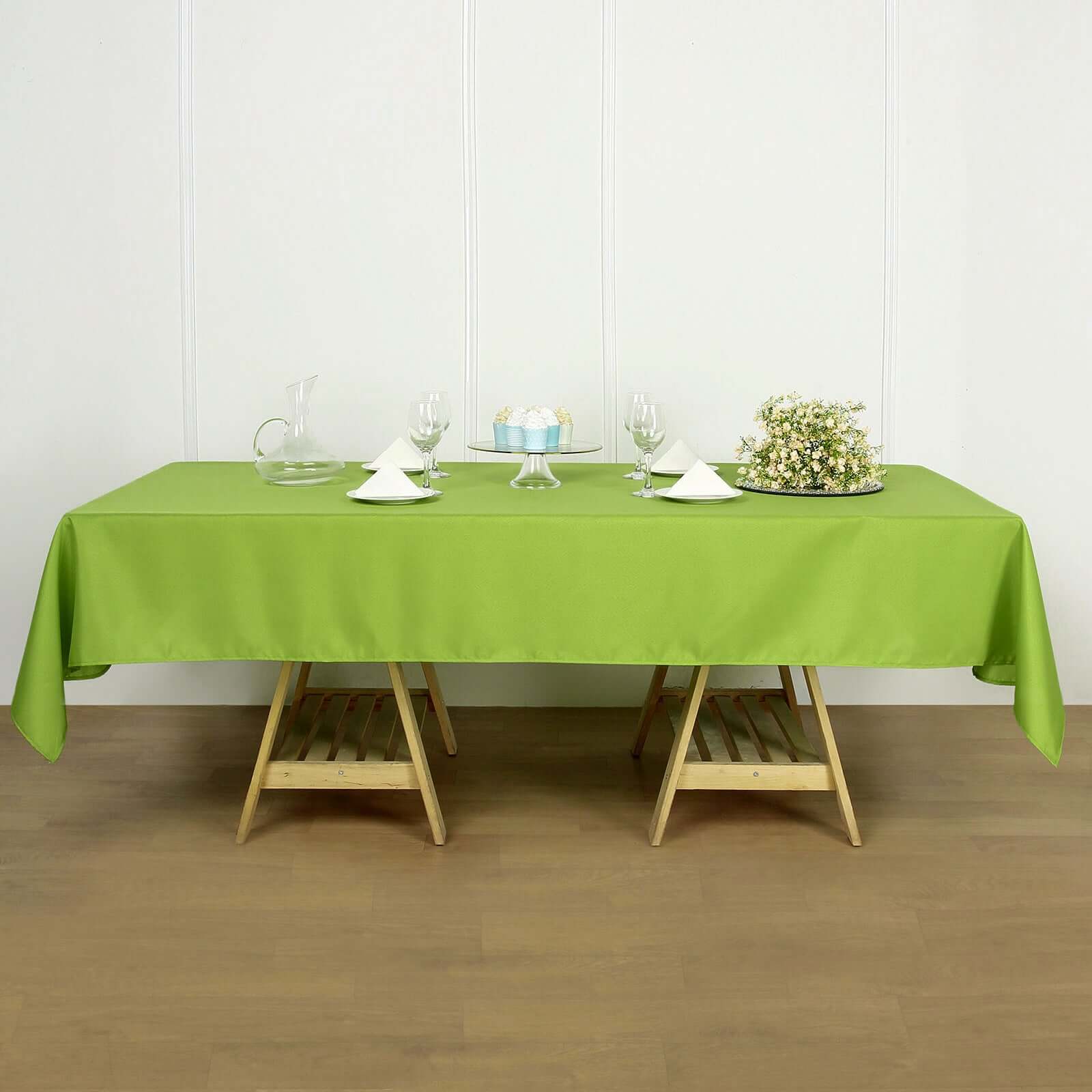 Polyester 60"x102" Rectangle Tablecloth Apple Green - Durable and Stylish Table Cover