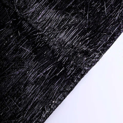 Metallic Tinsel Polyester 12"x108" Table Runner Black - Shimmery Fringe Shag Table Decor