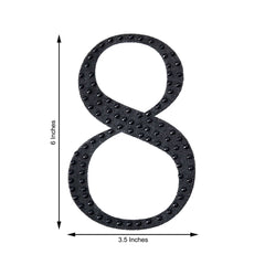 Decorative Rhinestone Number "8" Stickers, Glitter Adhesive Craft Numbers Black DIY Sparkle Embellishments 6"