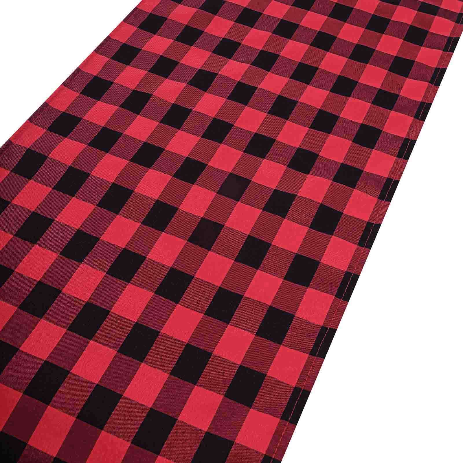 Polyester 14"x108" Table Runner Black/Red Gingham Buffalo Plaid - Checkered Outdoor Table Runner