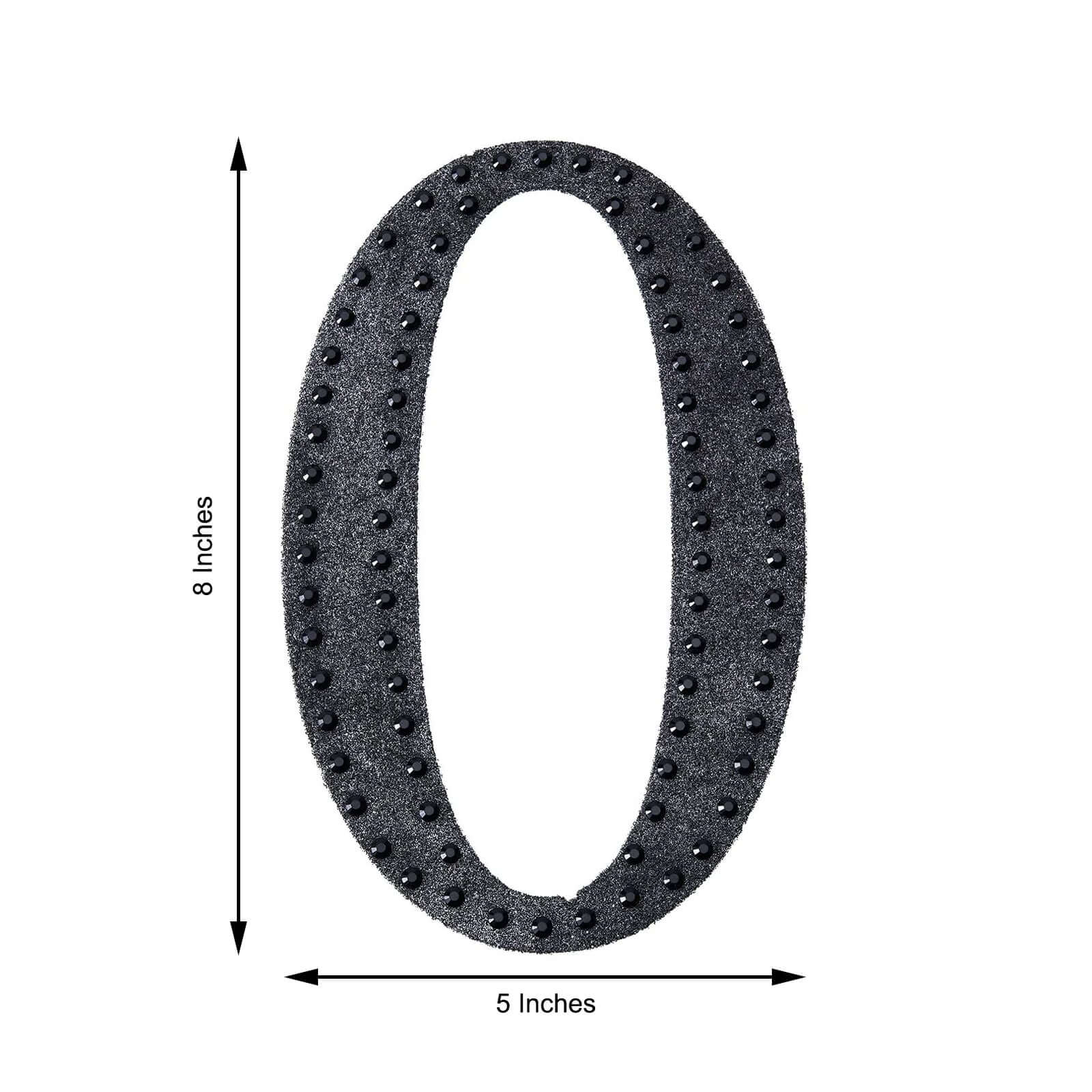 Decorative Rhinestone Alphabet "O" Letter Stickers, Glitter Adhesive Craft Letters Black DIY Sparkle Embellishments 8"