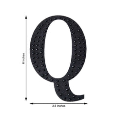 Decorative Rhinestone Alphabet "Q" Letter Stickers, Glitter Adhesive Craft Letters Black DIY Sparkle Embellishments 6"