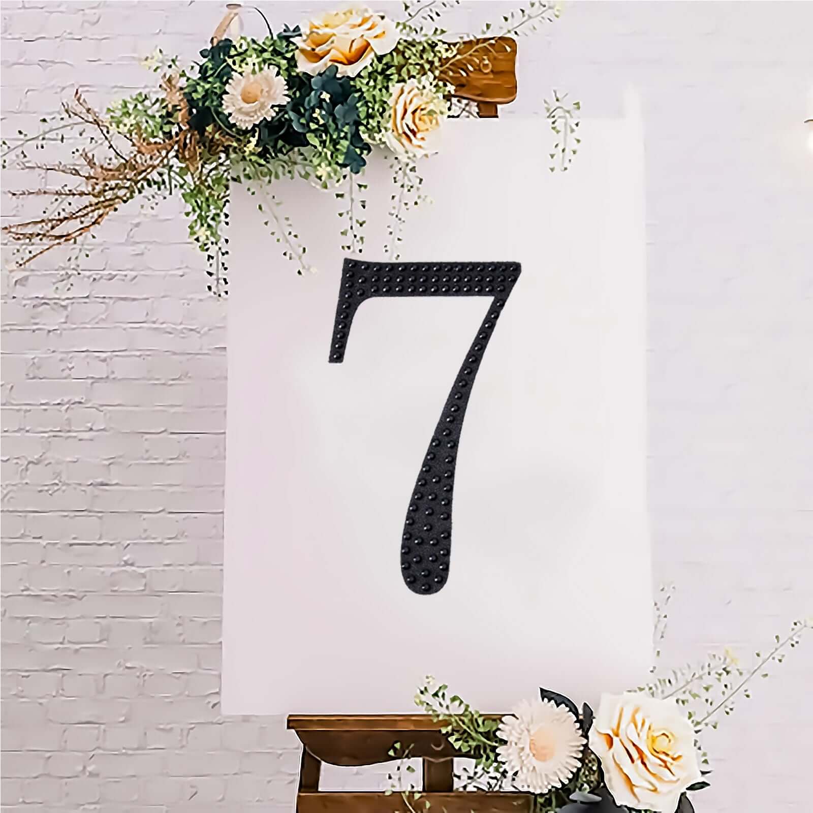 Decorative Rhinestone Number "7" Stickers, Glitter Adhesive Craft Numbers Black DIY Sparkle Embellishments 8"