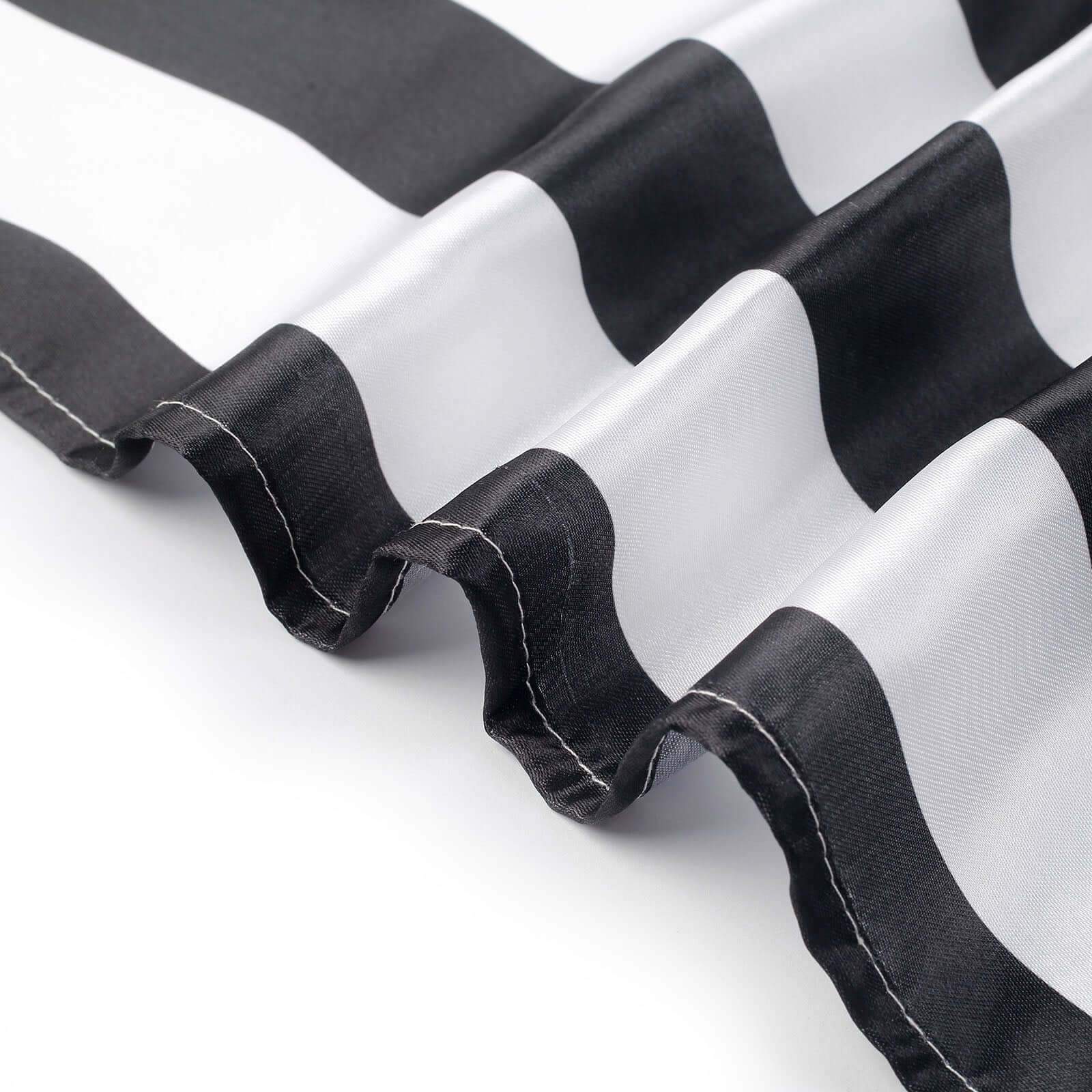 5 Pack Satin 20"x20" Napkins Black/White - Striped Reusable Dinner Napkins for Formal & Casual Dining