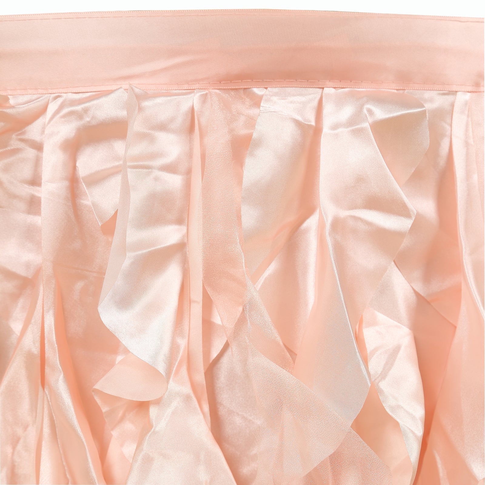 Taffeta 17ft Table Skirt Blush - Cascading Curly Willow Style Table Cover