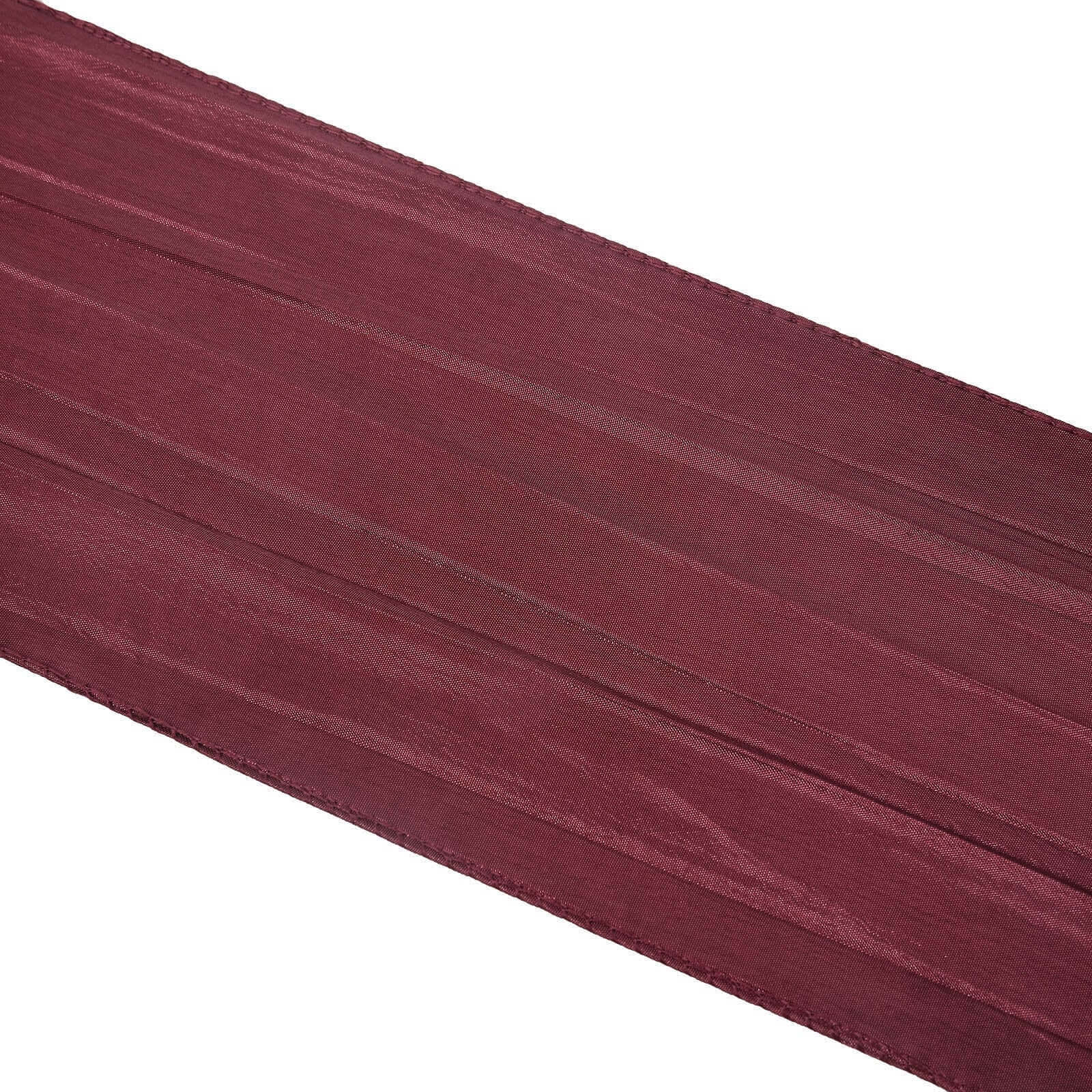 5 Pack Taffeta 6"x106" Chair Sashes Burgundy Accordion Crinkle Texture - Stylish Decor for Weddings & Gatherings