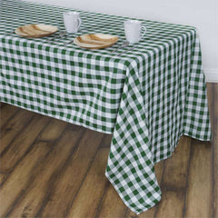 Polyester 60"x102" Rectangle Tablecloth White/Green - Checkered Buffalo Plaid Table Cover