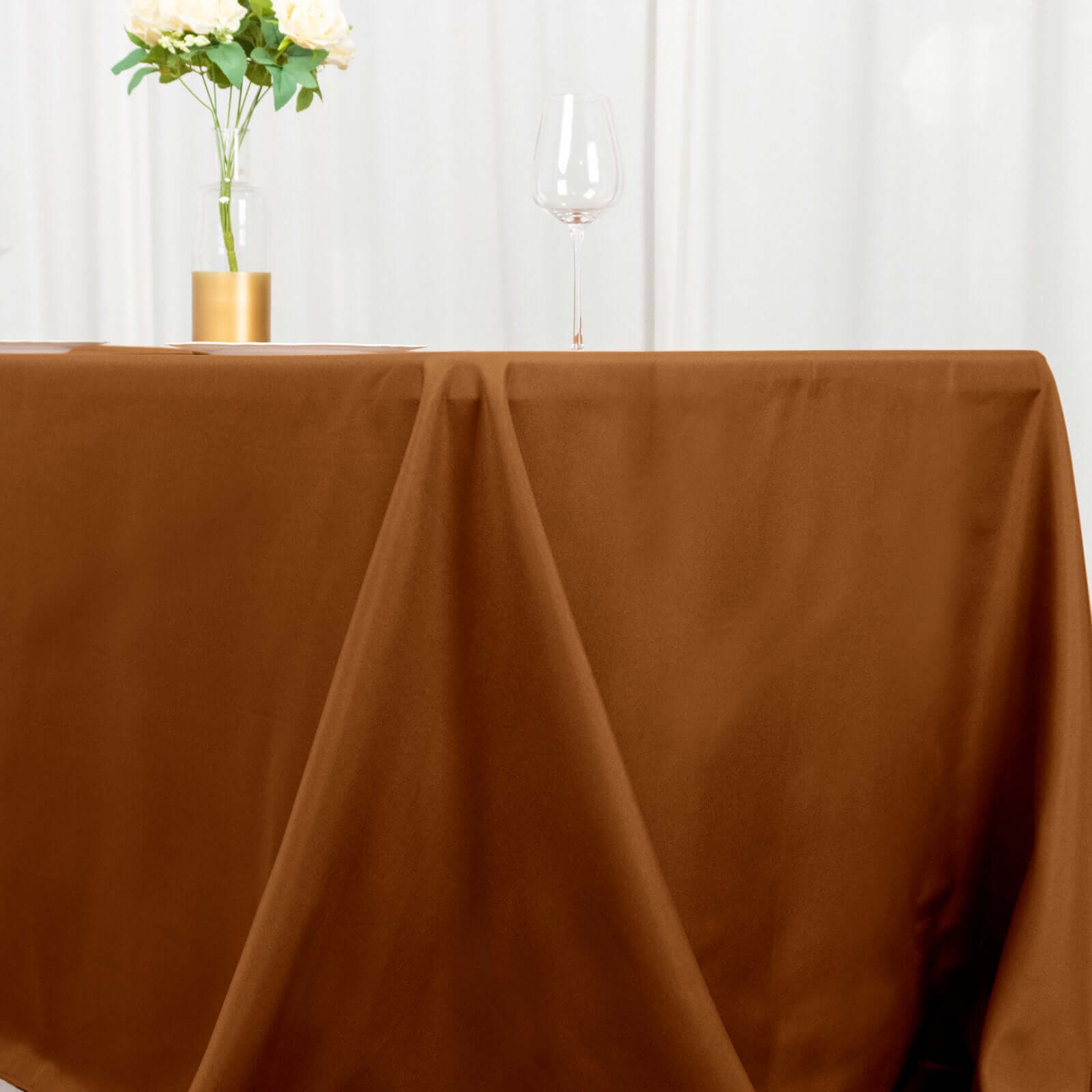 Polyester 90"x156" Rectangle Tablecloth Cinnamon Brown - Seamless Wrinkle-Resistant Table Cover
