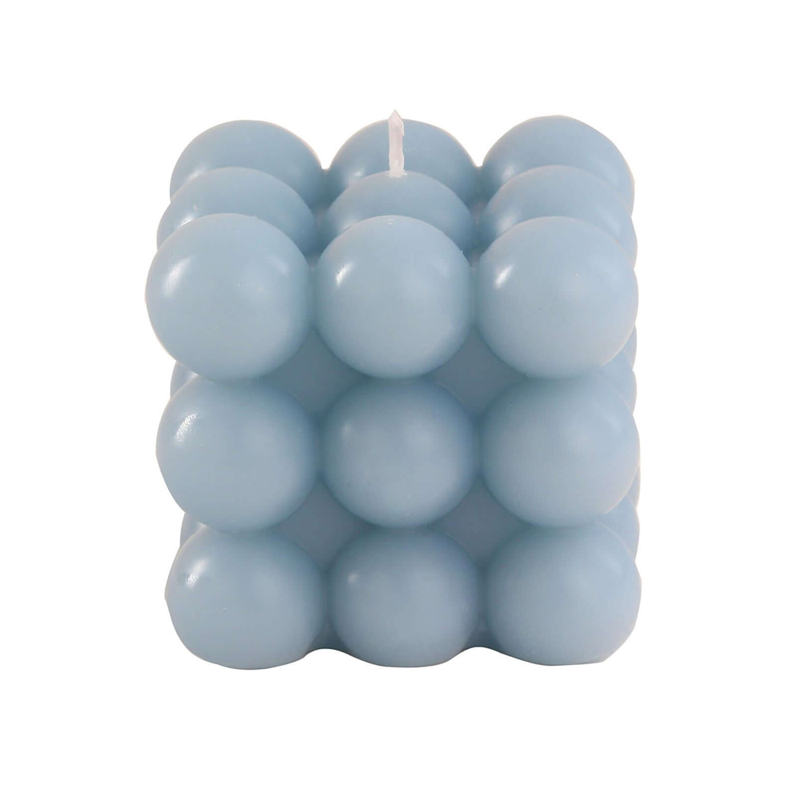 2-Pack Decorative Paraffin Wax Candles Bubble Cube Design Dusty Blue - Unscented Long Burning Pillar Candle Set 2"