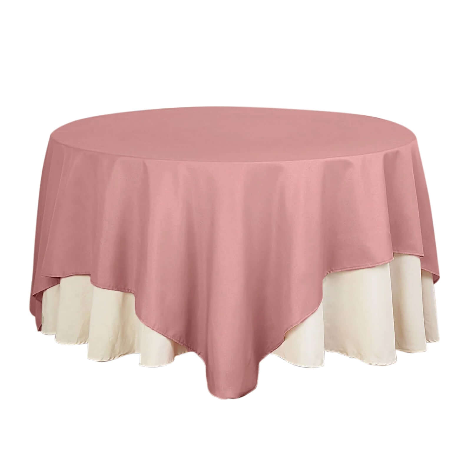Polyester 90"x90" Table Overlay Square Tablecloth Dusty Rose - Wrinkle-Resistant & Durable Table Cover