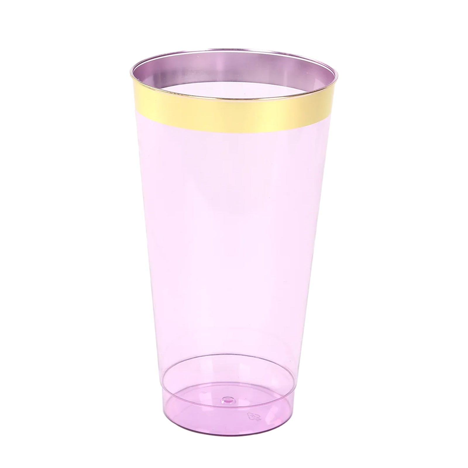 12-Pack Plastic Party Cups Transparent Purple with Gold Rim - Durable Disposable Tumblers for Drinks 17oz 5.5"