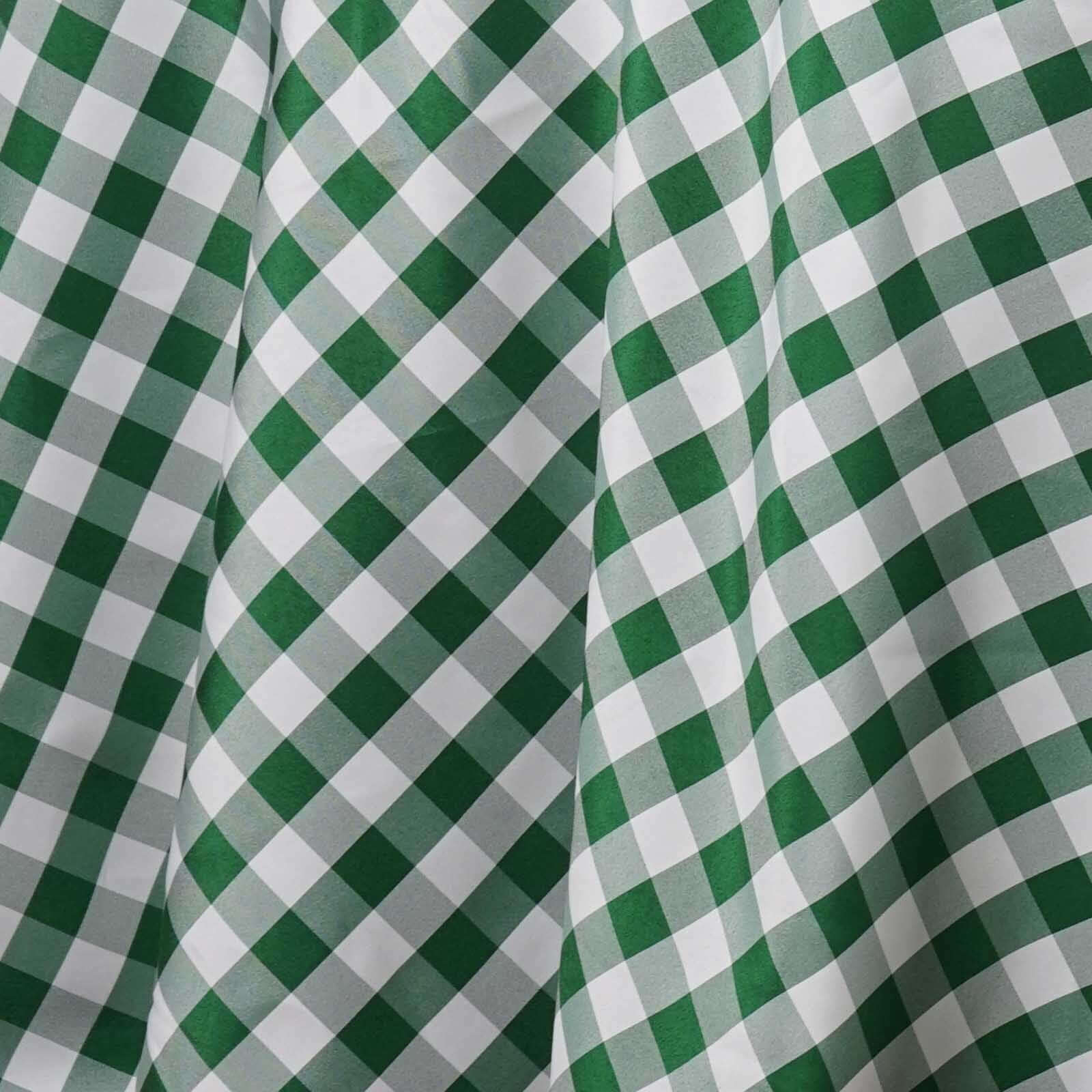 Polyester 120" Round Tablecloth White/Green Seamless - Checkered Buffalo Plaid Table Cover