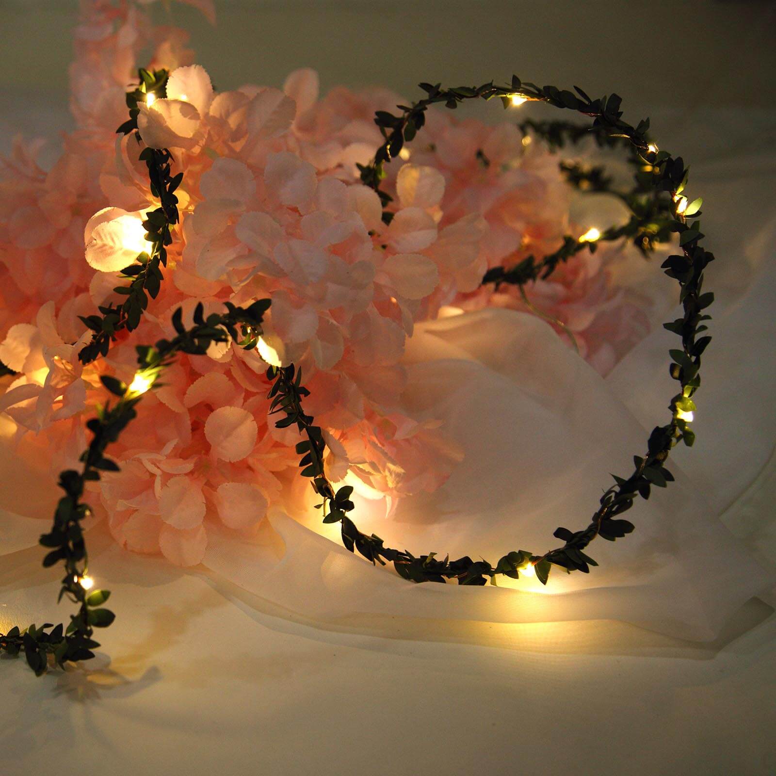 30 LED String Light Garland Green Leaf Design White Light - Battery Operated Décor Accent 10ft