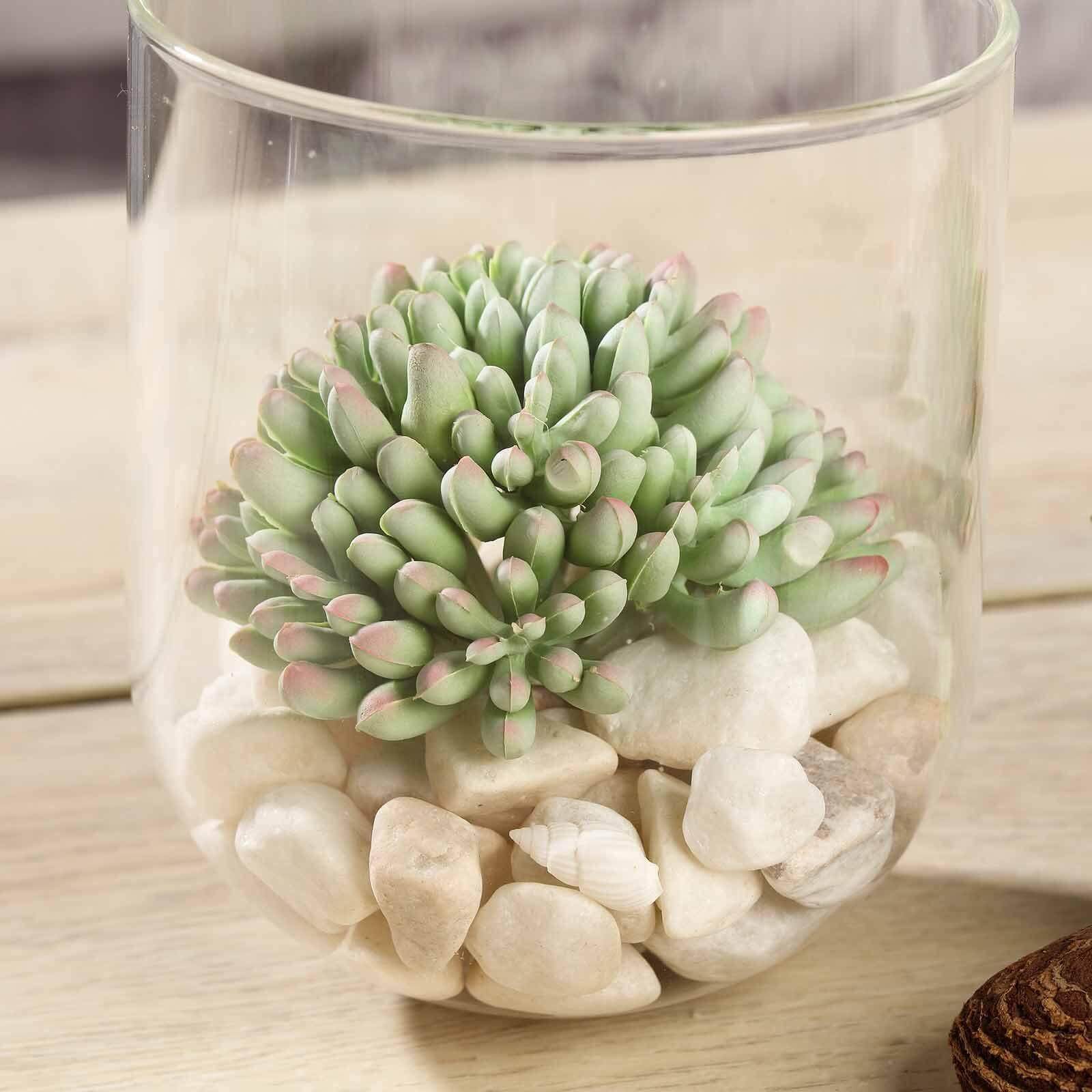 3 Pack 4" Artificial PVC Mini Jelly Bean Decorative Succulent Plants