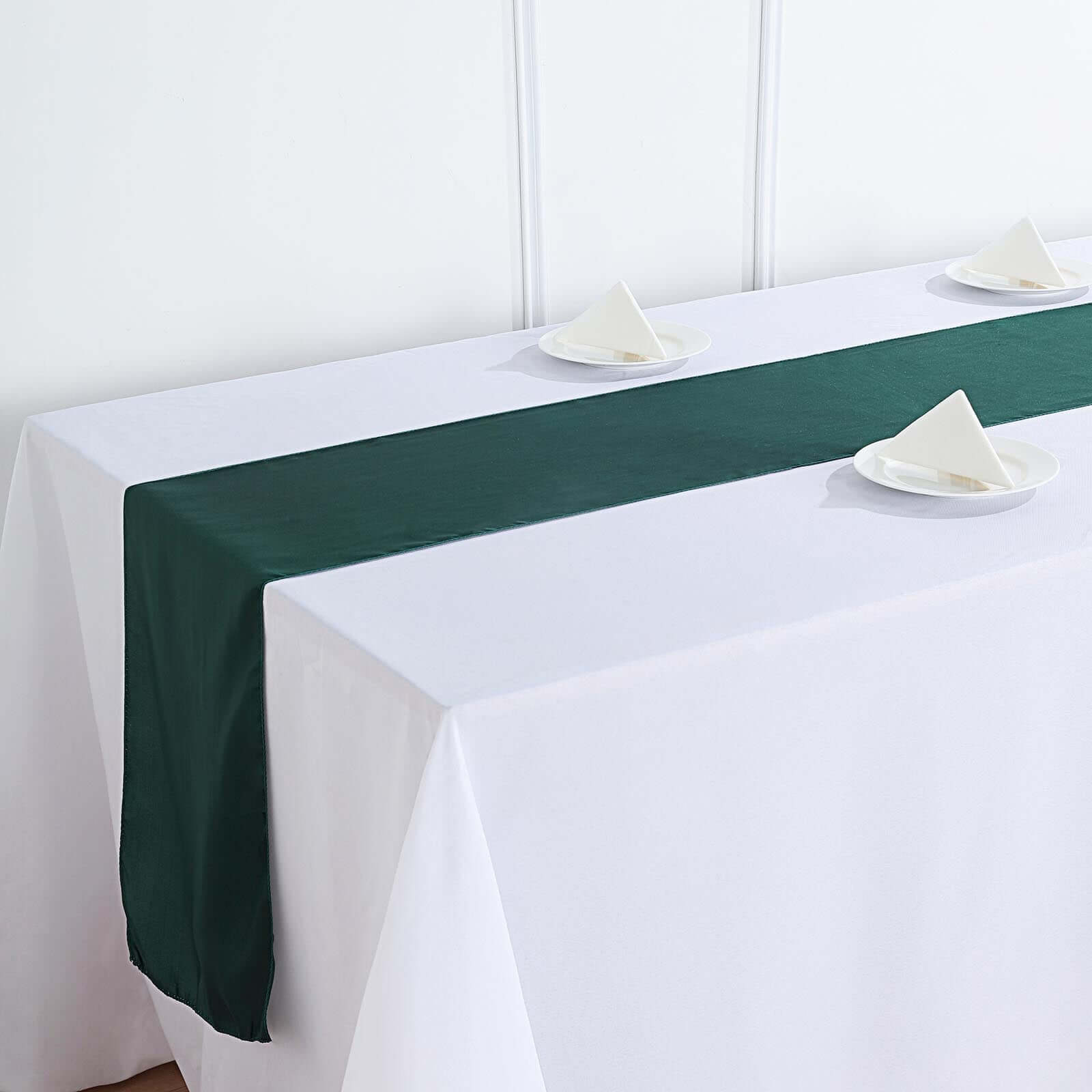 Satin 12"x108" Table Runner Hunter Emerald Green - Stylish Table Linen