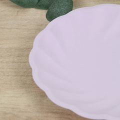20 Pack Biodegradable Dinner Plates in Lavender Lilac – 9" Swirl Scalloped Pastel Color Compostable Bamboo Party Plates, Elegant Disposable Tableware