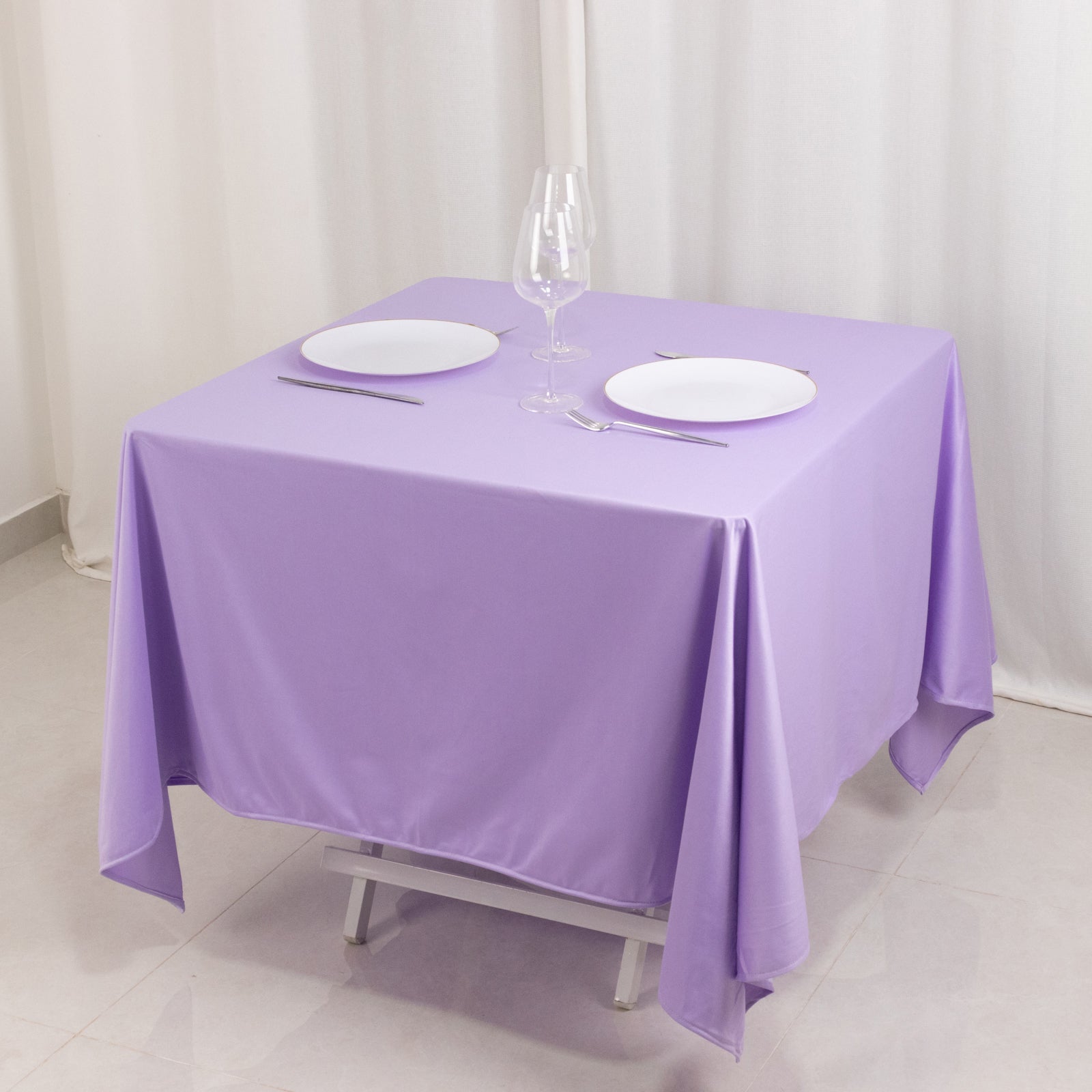 Scuba Square 70"x70" Tablecloth Lavender Lilac - Wrinkle Free & Stain Resistant Table Cover