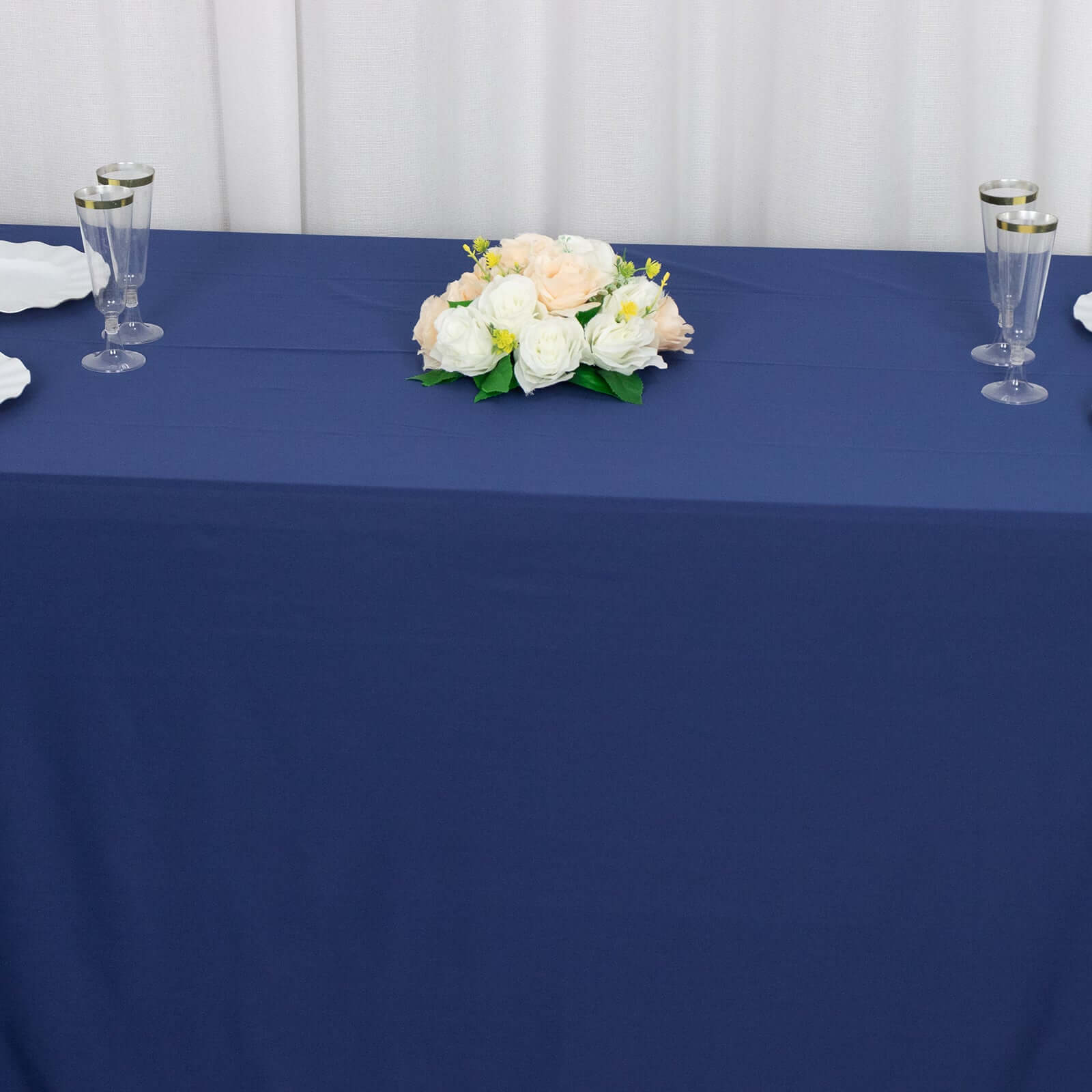 Scuba Rectangular 90"x156" Tablecloth Navy Blue - Wrinkle Free, Stain Resistant & Seamless Table Cover