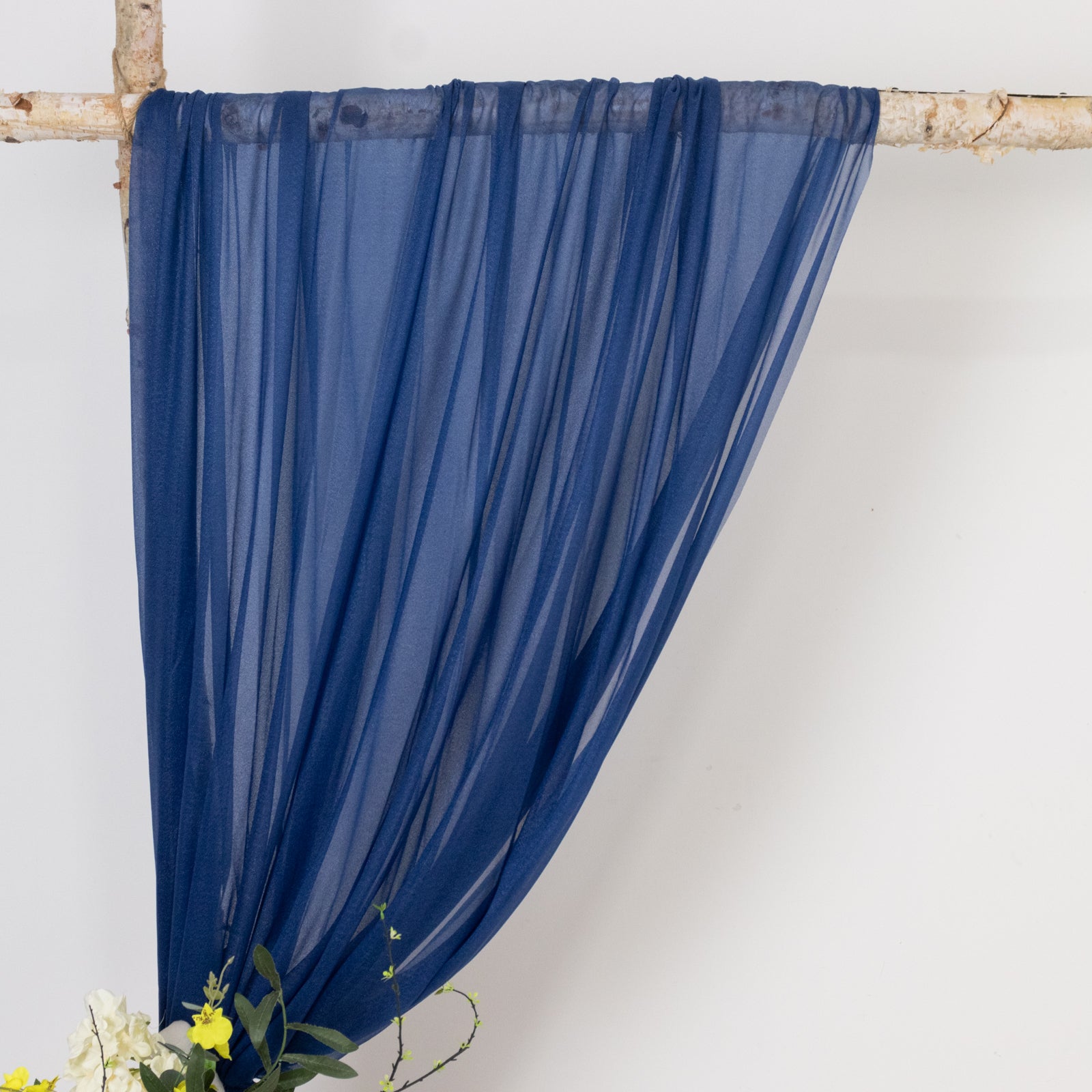 Navy Blue Sheer Backdrop Drape – 5ft x 14ft Wedding Arch & Ceiling Decor Panel, Wrinkle Free with Soft Shimmer