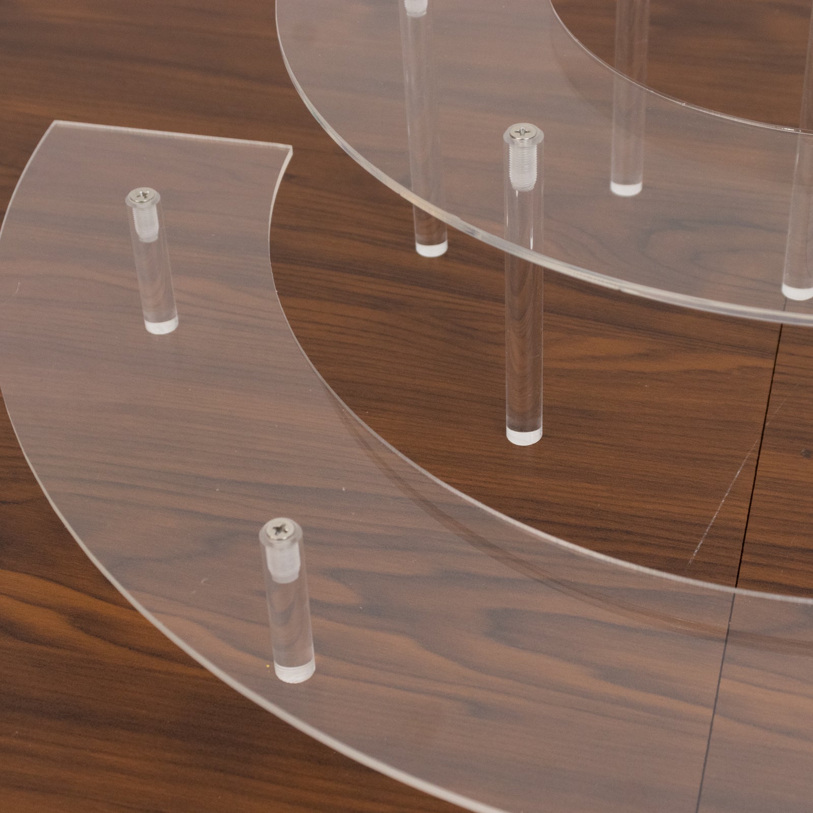 Set of 3 Acrylic Half-Moon Display Riser Stands – 3-Tier Clear Dessert Pedestal for Cakes, Collectibles & Figurines - 7",13",18"