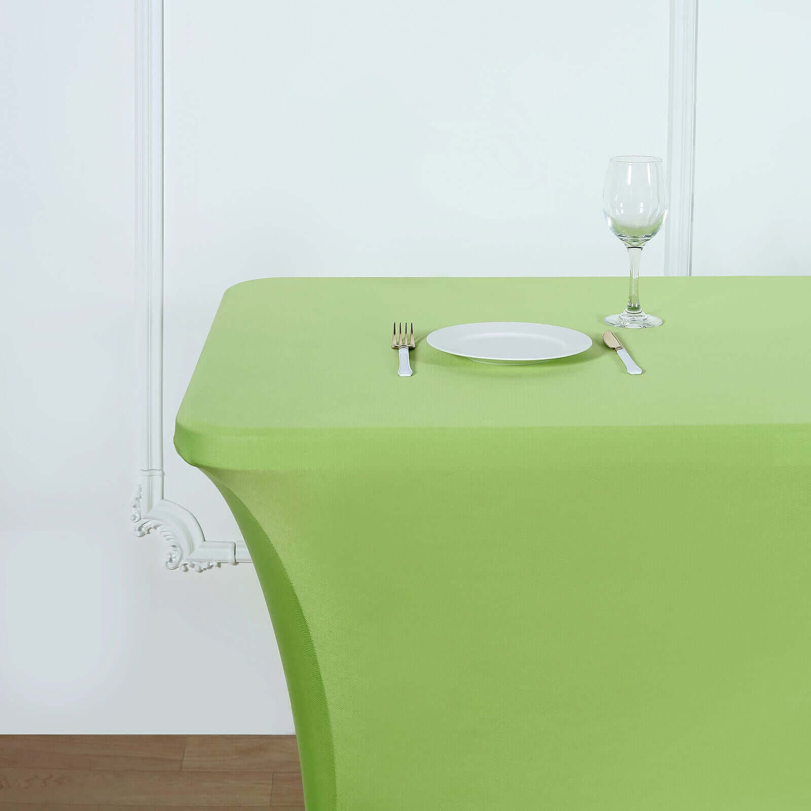 Stretch Spandex 6ft Rectangle Tablecloth Apple Green - Durable Form-Fitting Table Cover