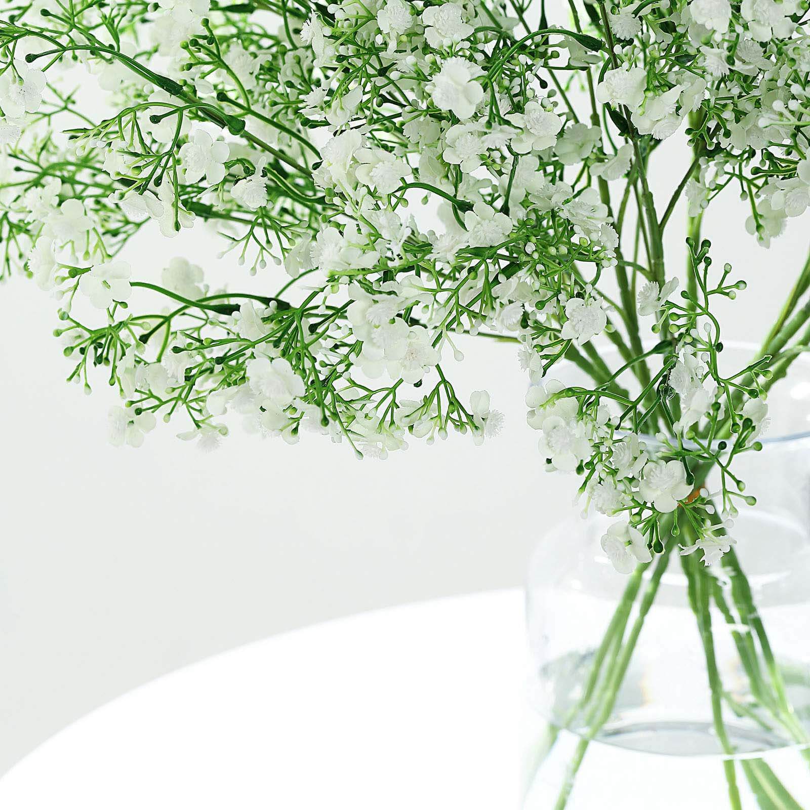 4 Stems 27" White Artificial Silk Babys Breath Gypsophila Flowers