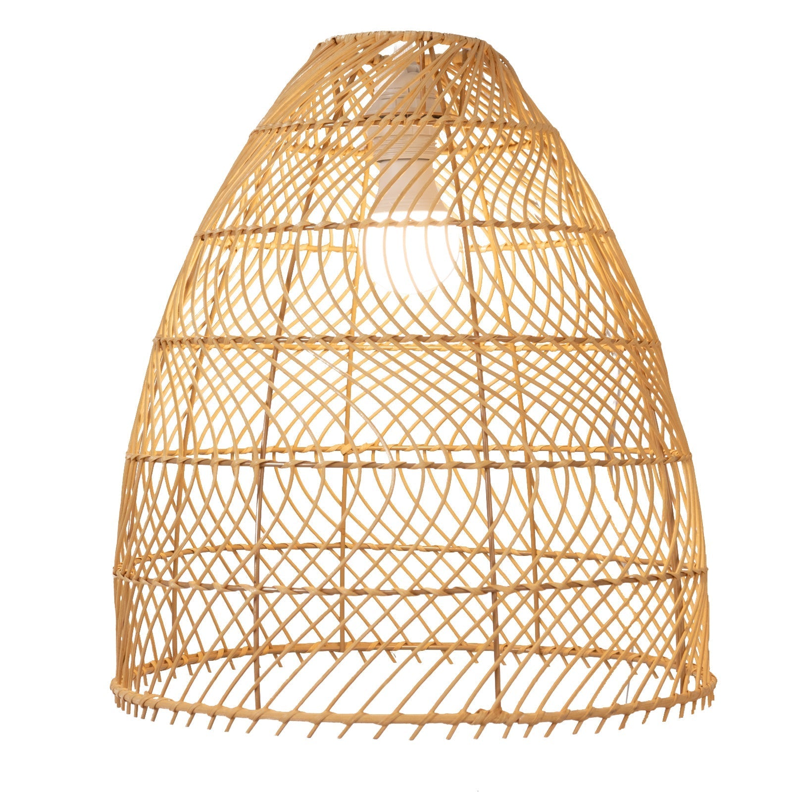 Boho Rattan Light Shades Set of 3 – Natural Woven Pendant Lamp Covers in Cone Shape – 16" 18" 20" – Ceiling Shades Only