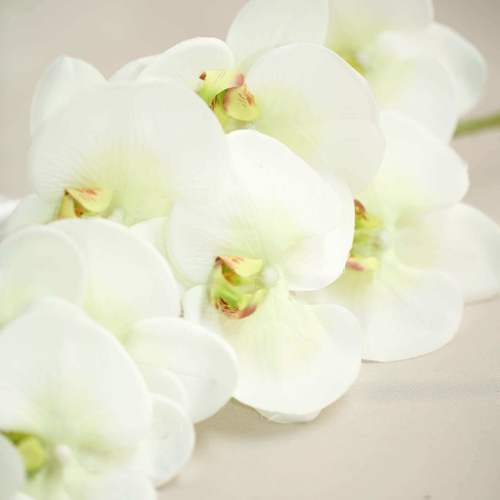 2 Stems 40" Tall Cream Artificial Silk Orchid Flower Bouquets