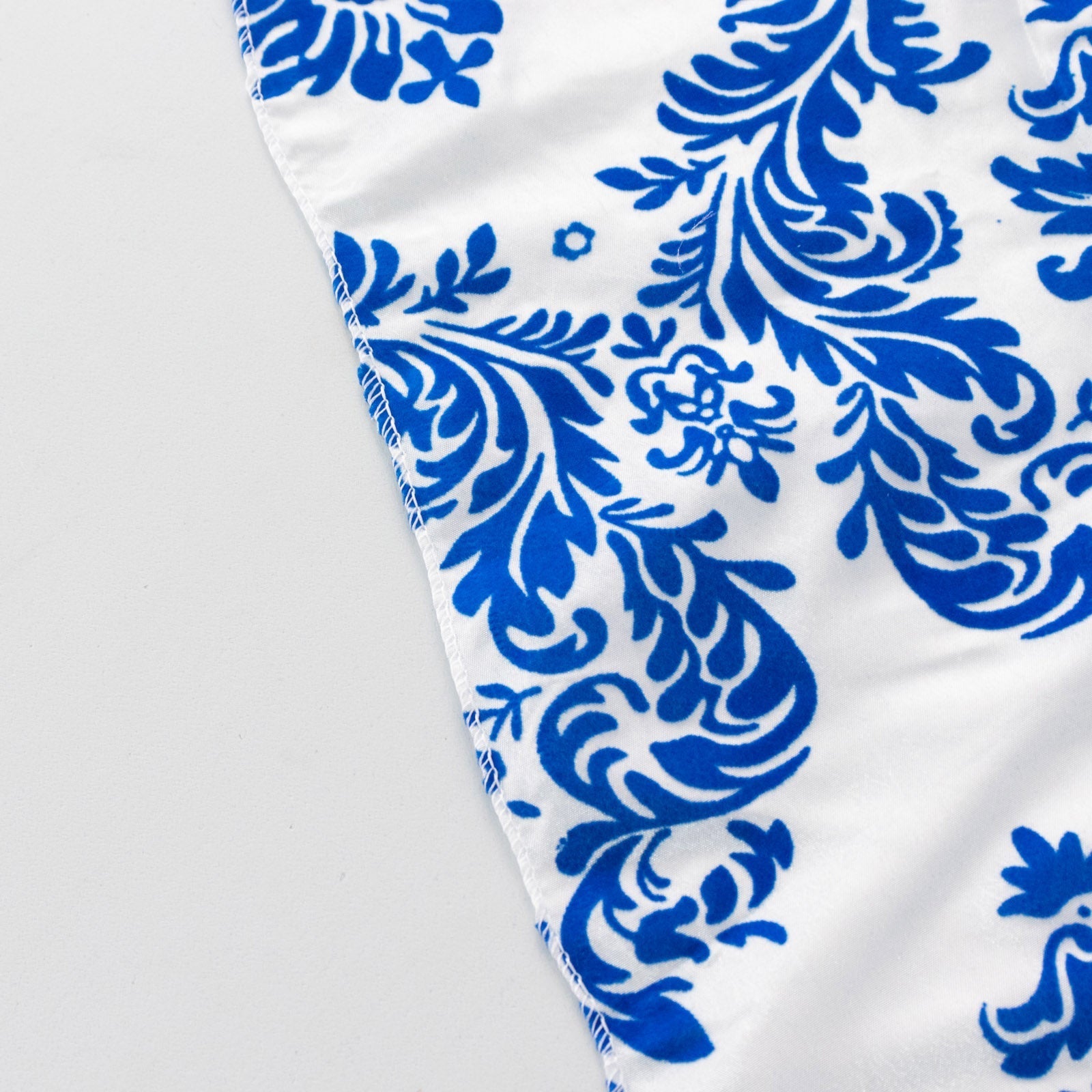 5 Pack Taffeta 20"x20" Napkins Royal Blue/White Damask Flocking Design - Decorative Dinner Napkins