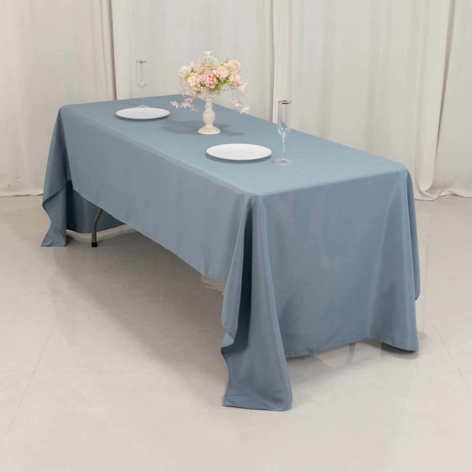 Premium Polyester 60"x126" Rectangle Tablecloth Dusty Blue - Stain-Resistant 220GSM Finish Table Cover
