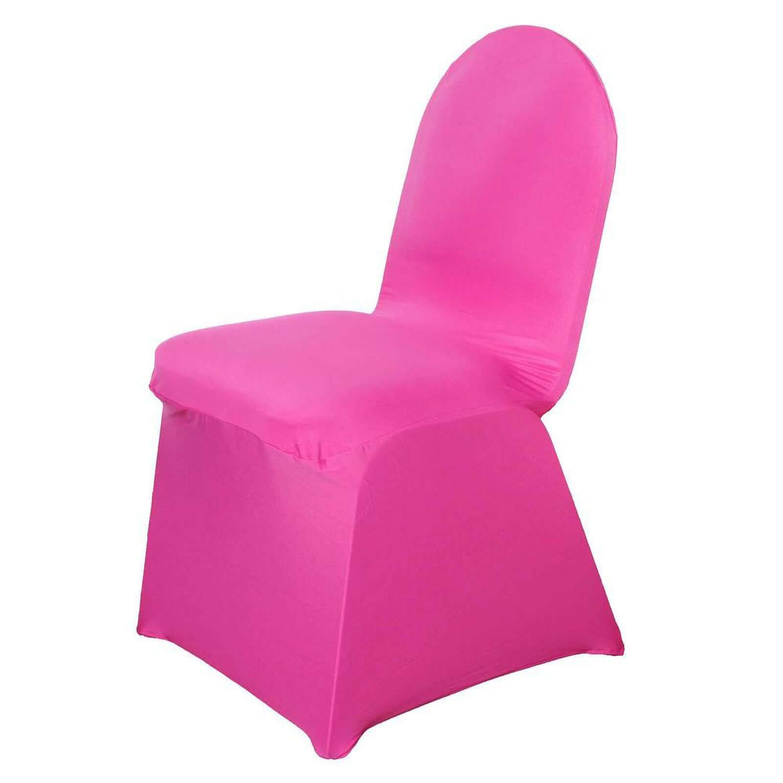 Spandex Chair Cover for Banquet Chairs Fuchsia - Stretch 160GSM Fabric with Slip-On Slipcover