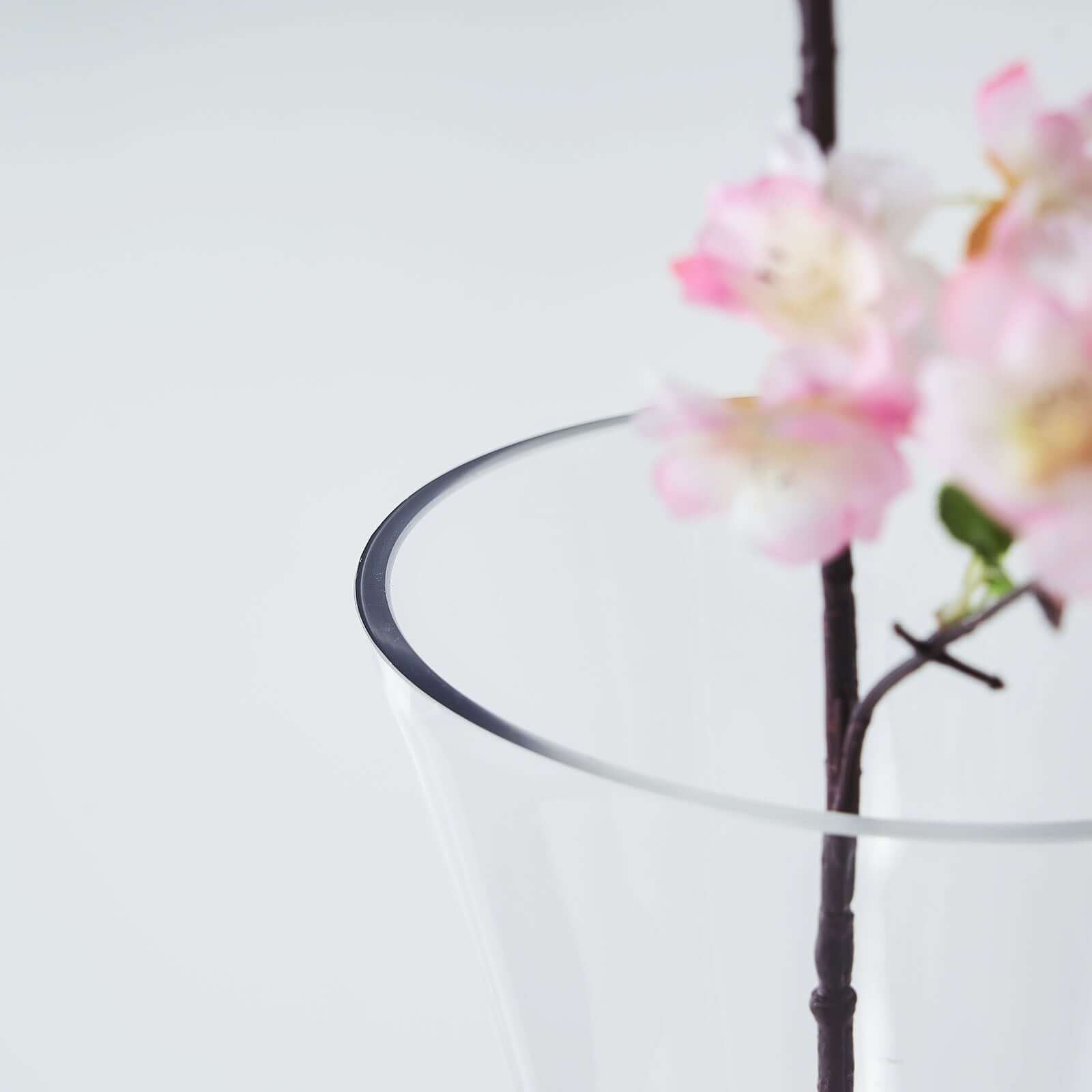 Set of 2 Glass Trumpet Vases Reversible Clarinet Design Clear - Stylish Flower Centerpieces for Events 24"