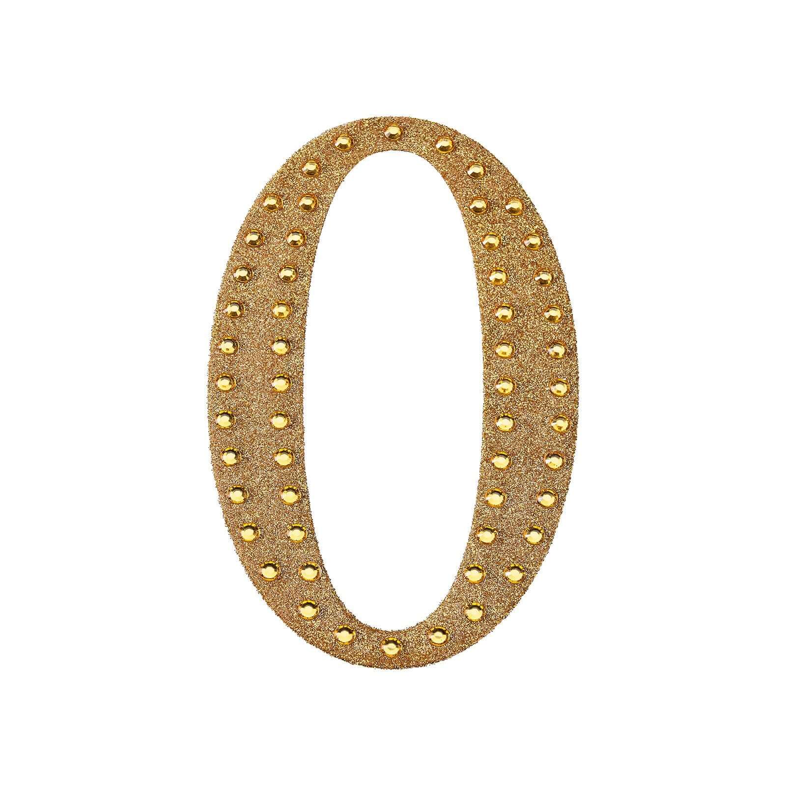 Decorative Rhinestone Alphabet "O" Letter Stickers, Glitter Adhesive Craft Letters Gold DIY Sparkle Embellishments 4"