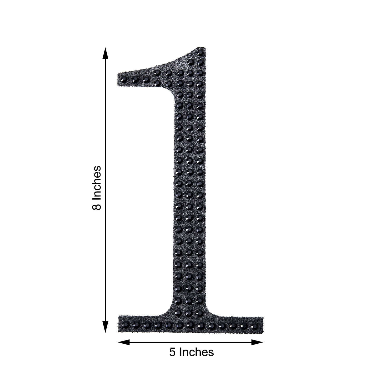 Decorative Rhinestone Number "1" Stickers, Glitter Adhesive Craft Numbers Black DIY Sparkle Embellishments 8"