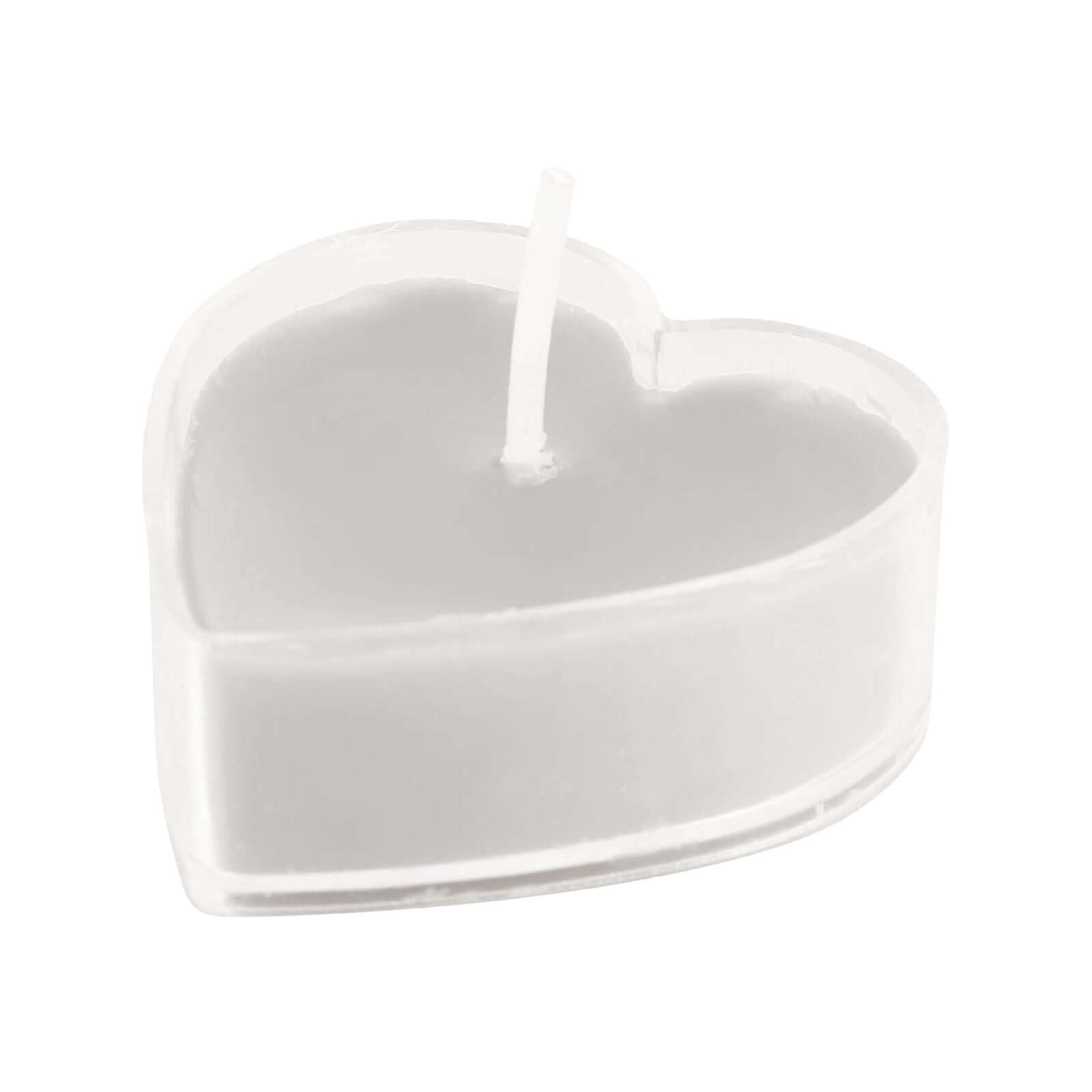 12-Pack Tealight Candles Heart Shaped Design White - Valentines Decor for Romantic Settings Mini