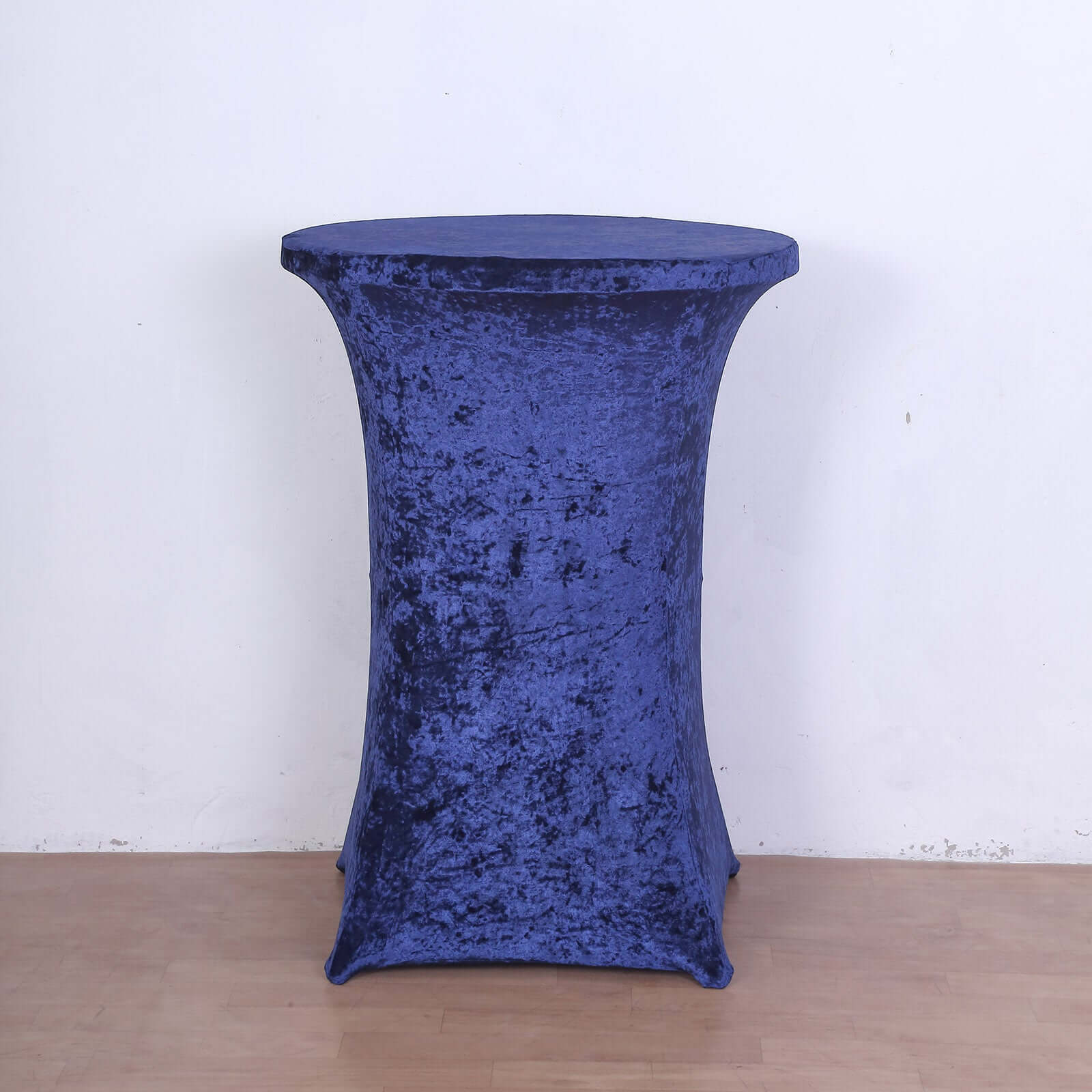 Crushed Velvet Spandex 30" Round Cocktail Table Cover Navy Blue Smooth Highboy Tablecloth