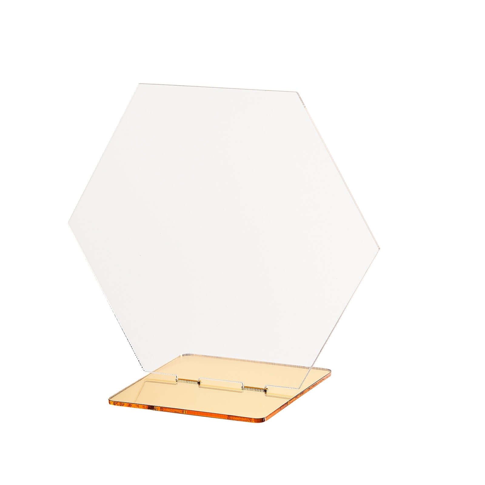 5-Pack Acrylic Table Sign Holders Hexagon Design Clear/Gold - Ideal for Modern Event Centerpieces 5"