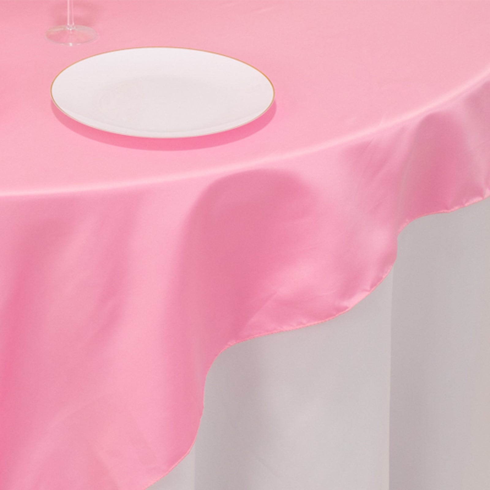 Lamour Satin 72"x72" Table Overlay Square Tablecloth Pink - Smooth Finish Table Topper