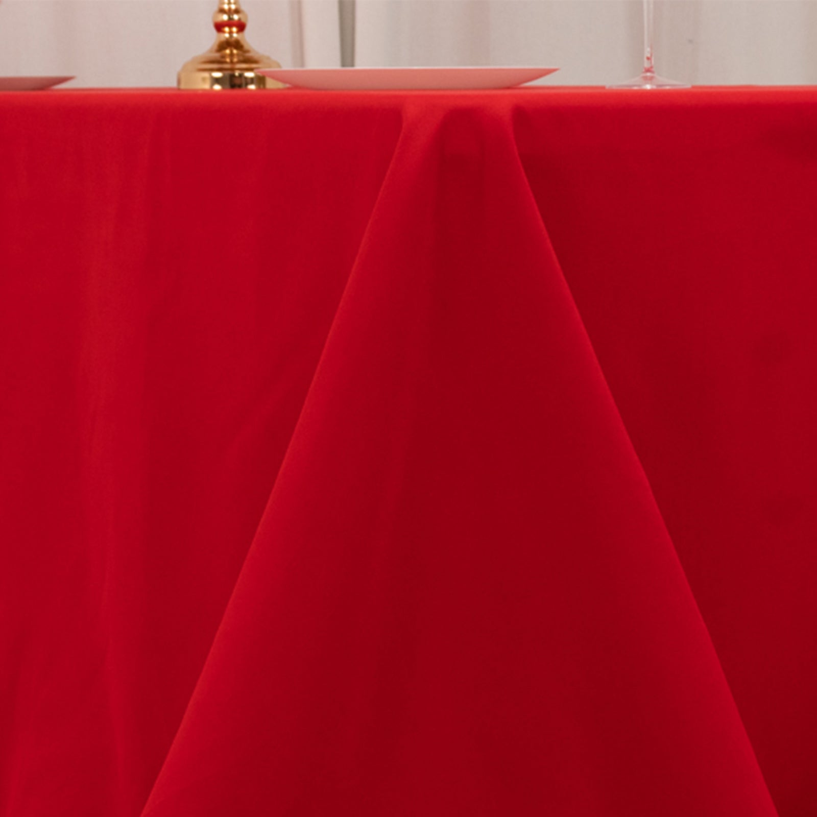 Cotton Blend 90"x132" Rectangle Tablecloth Red - Seamless Wrinkle-Resistant Table Cover