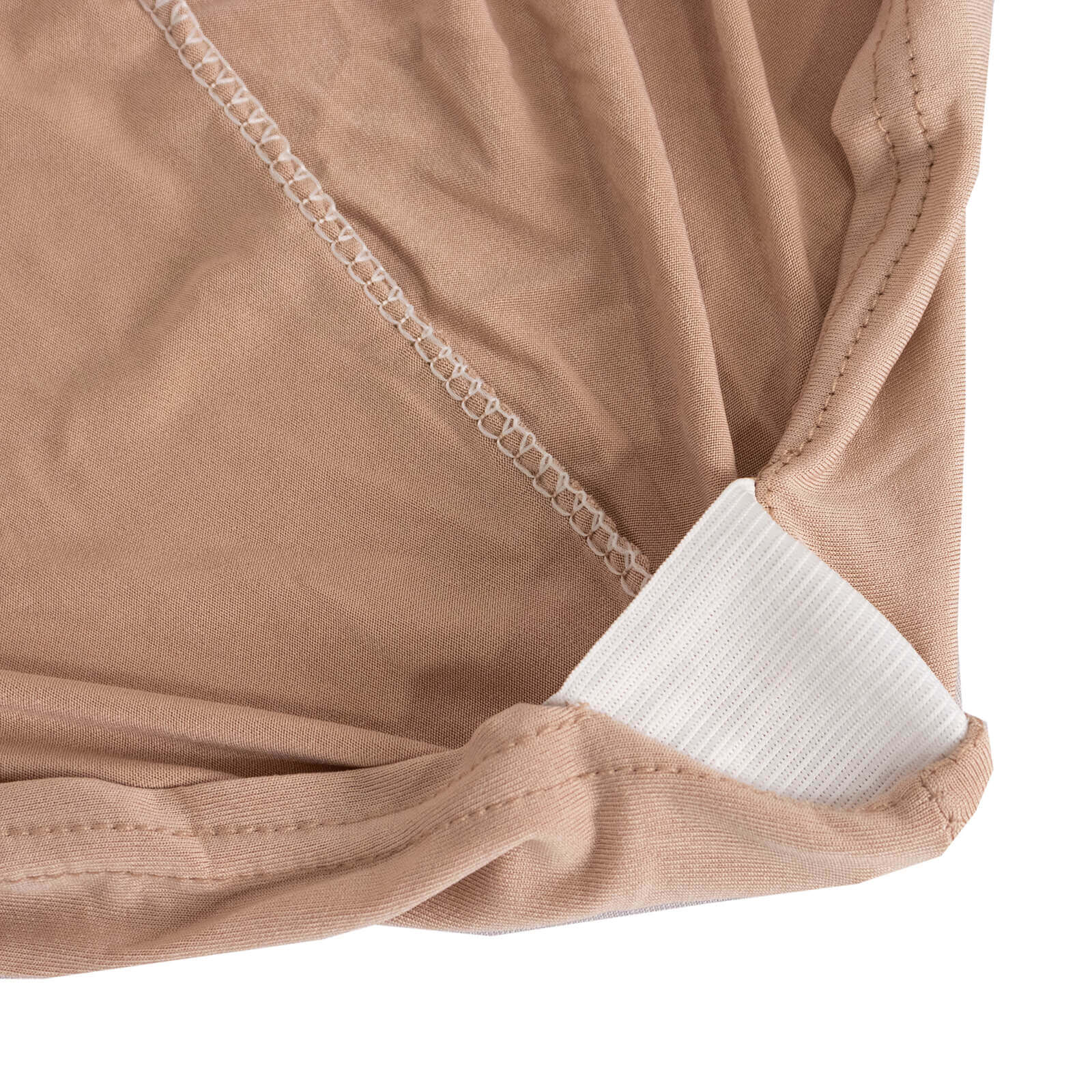 Spandex Chair Cover with Silver Rhinestone Buckled Sash Band Nude - Stretch Fitted Slipcover