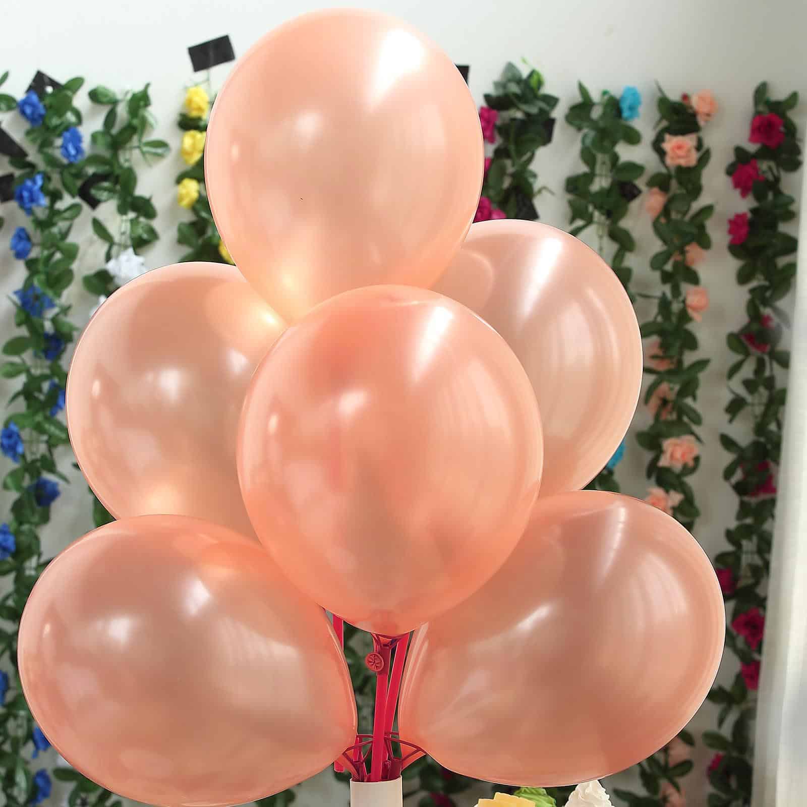 25 Pack 12" Shiny Pearl Rose Gold Latex Helium or Air Balloons