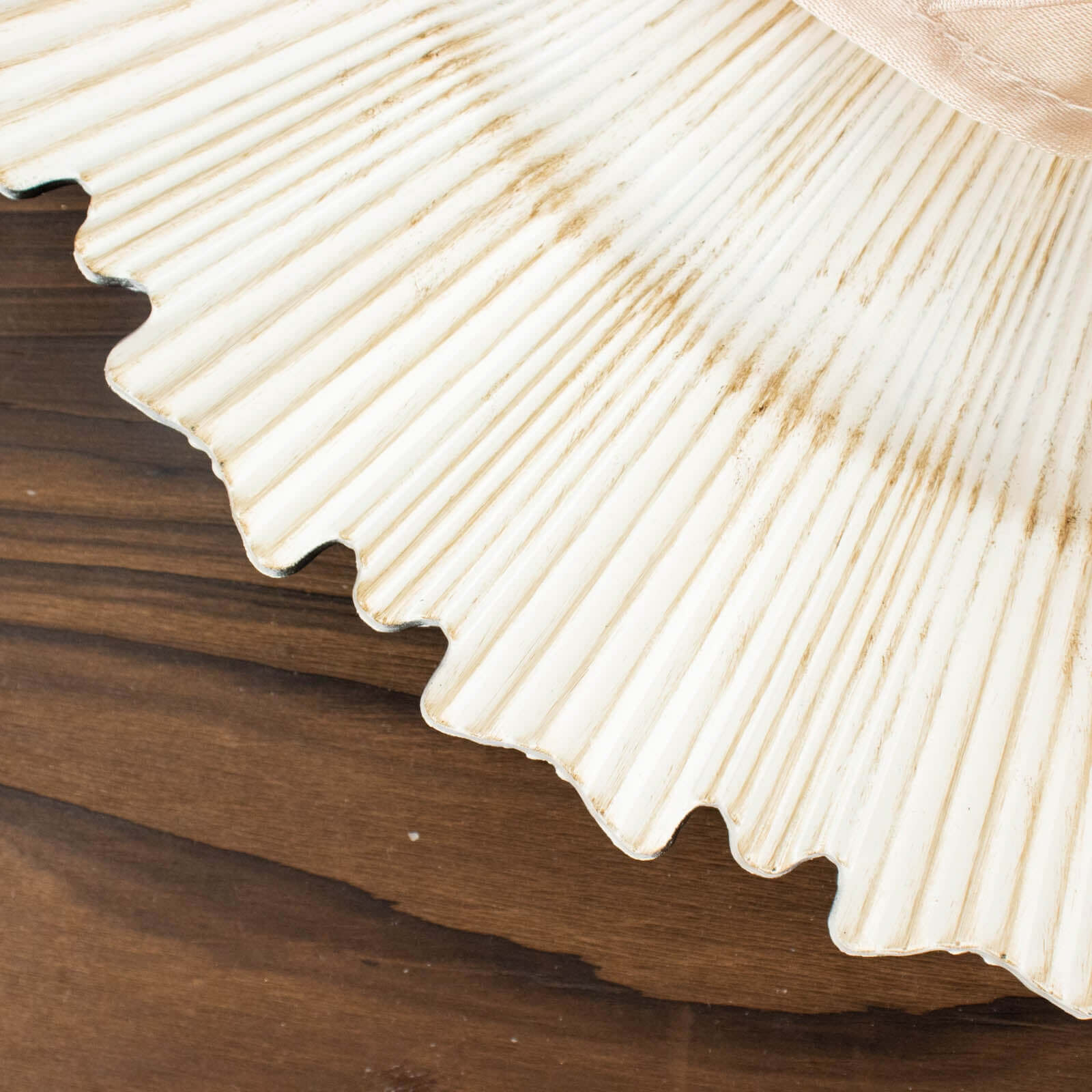 6-Pack Acrylic Plastic Round Charger Plates 13" in Antique White with Sunray Scalloped Rim, Decorative Dinner Party Charger Tableware