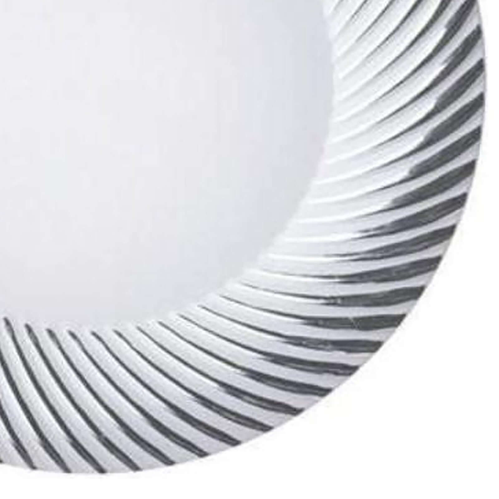 10-Pack Plastic Dessert Plates White/Silver Swirl Rim - Disposable Plates for Appetizers 6"