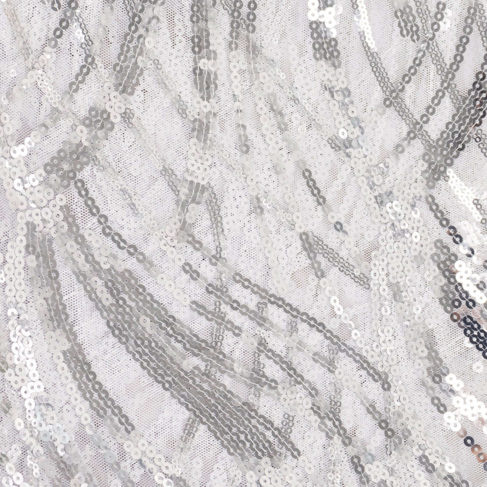 Sequin Mesh 20"x20" Napkin SIlver - Wave Embroidered Reusable Napkin