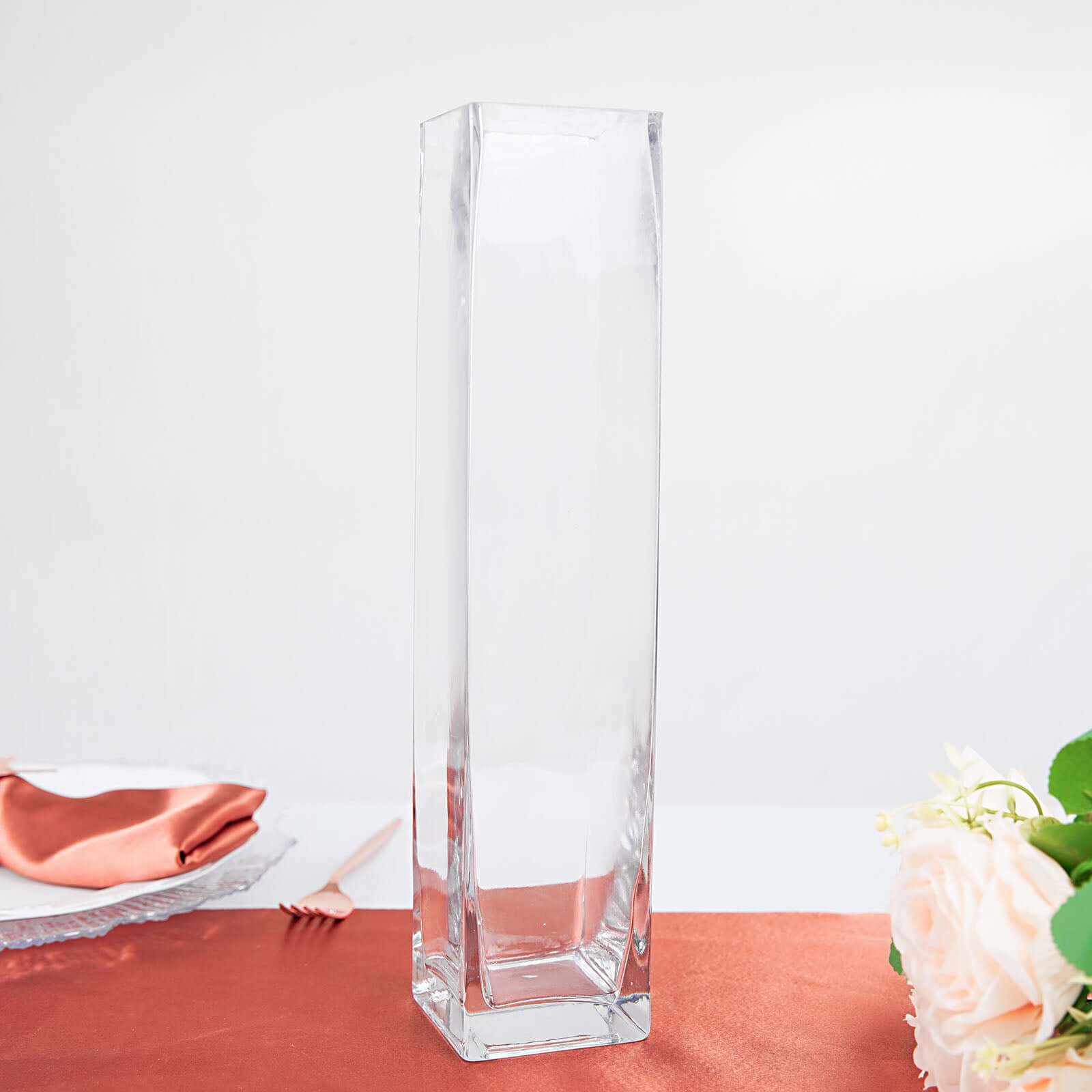 12-Pack Glass Cylinder Vases Square Clear - Durable Heavy Duty Floral Centerpieces for Weddings 14"