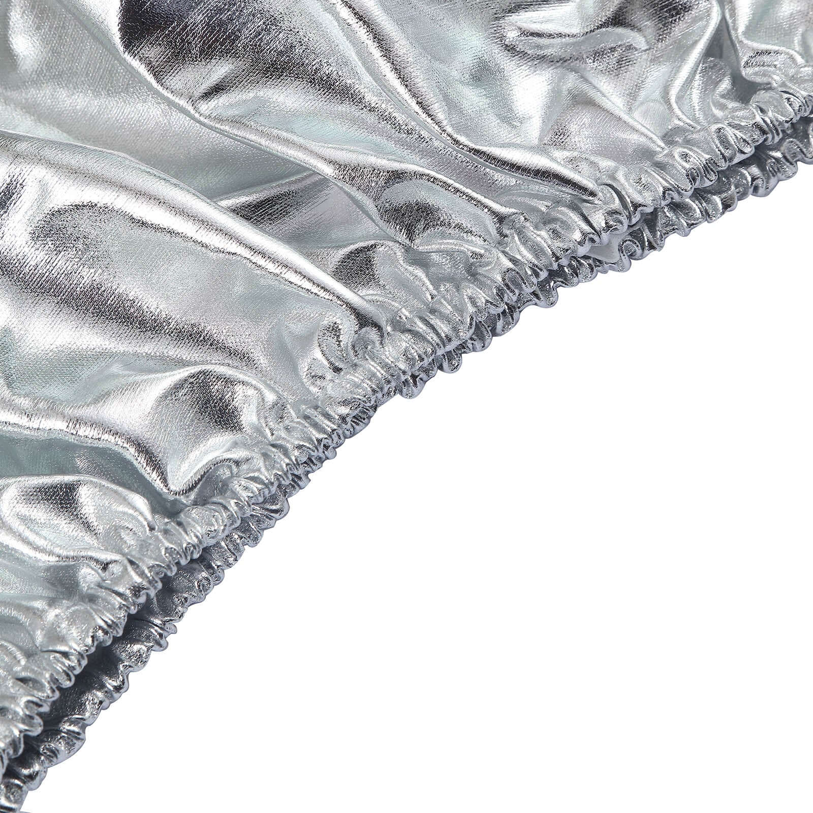 Set of 5 Metallic Silver Spandex Cylinder Pedestal Stand Covers, Shiny Stretchable Pillar Prop Covers - 130 GSM